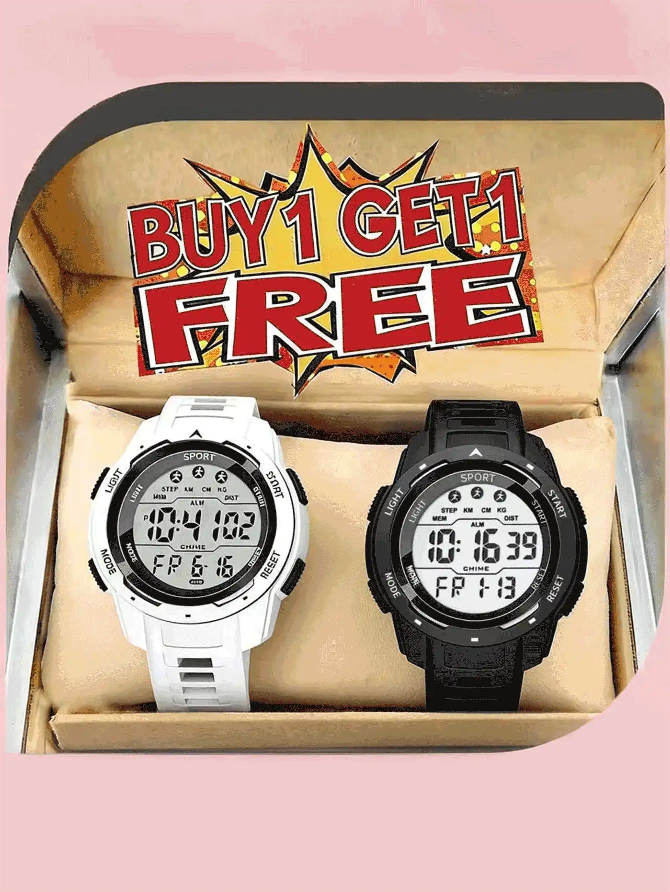 2 pièces/set Montre connectée pour garçons, avec chronomètre, réveil, affichage jour, date, LED et design multifonction. Convient pour le militaire, les activités extérieures et diverses occasions - Multicolore - Voir 3