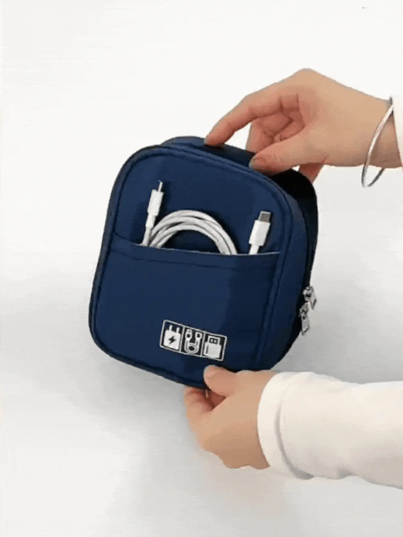 Multi-Function Travel Organizer Bag, USB Cable Organizer, Data Cable Storage Box, Essential Accessory For Travel, Back To School, Commuting, Earphone Case, Pen Pouch, Power Bank Travel Kit, Watch Band Bag, Unisex Makeup Bag - Multicolor - View 3
