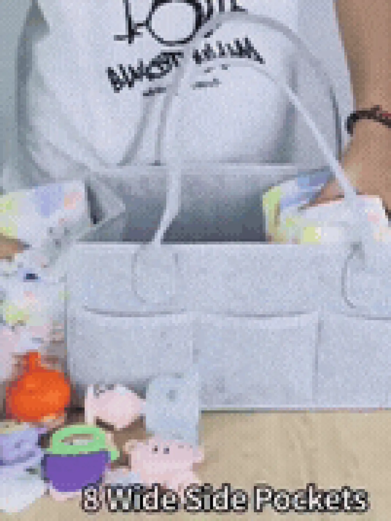 毛毡尿布收纳袋，带提手和可拆卸折叠隔板，便携式宠物美容手提袋，适用于存放尿布、衣物、衣柜整理、狗狗美容用品，厚实耐用，可用作车载收纳袋，适合旅行、户外、居家使用，男女皆宜，旅行必备。 - 灰色 - 查看 3