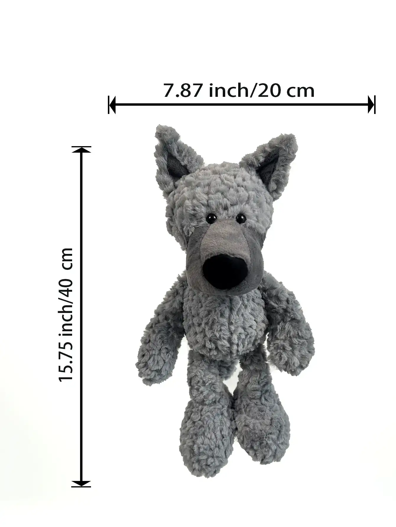 Búp bê nhồi bông hình sói xám mềm mại, cao 40cm/15.75in - Thú nhồi bông lông giả cao cấp, không rụng lông, món quà dễ thương cho trẻ em và người lớn, thích hợp cho sinh nhật, Giáng sinh, Ngày Valentine. Chân có thể cử động (lắc để mô phỏng chuyển động chạy). - Xám - Xem 12