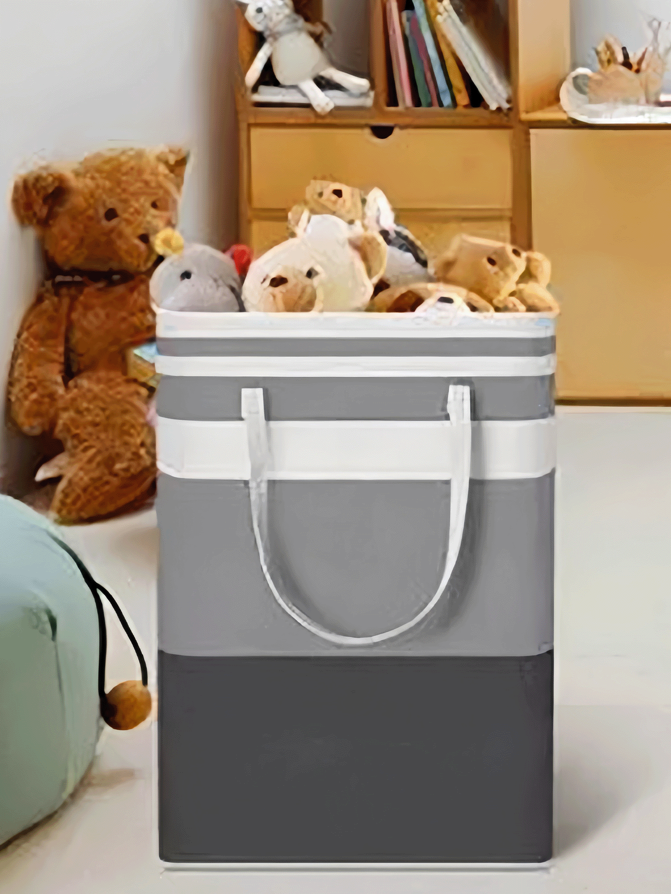 超大容量洗衣篮 - 坚固耐用的独立式衣物收纳篮 - 可折叠设计，配有方便携带的加长提手，适用于家庭和服装店的脏衣篮收纳、玩具收纳、衣物被褥搬运收纳袋、洗衣篮、房间装饰、洗衣房配件、洗衣袋、浴室配件、橱柜收纳、整理收纳等多种用途。 - 彩色 - 查看 2