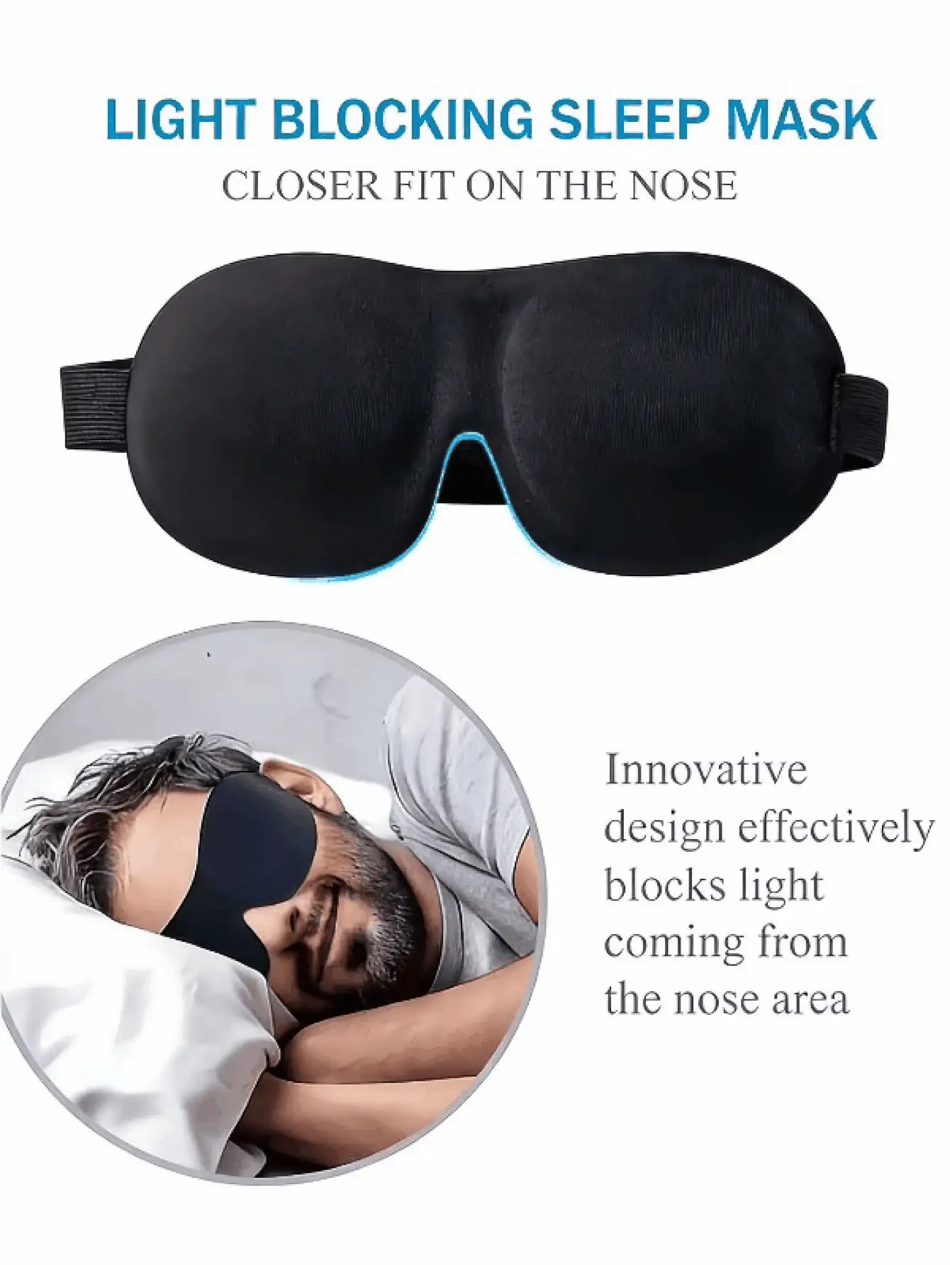 超柔软贴合眼型的睡眠眼罩，100%遮光 - 可调节绑带，透气人体工学眼罩，适合睡眠、旅行和放松 - 轻盈米色亲肤材质，不含酒精，舒适睡眠眼罩 | 符合人体工学设计 - 彩色 - 查看 5