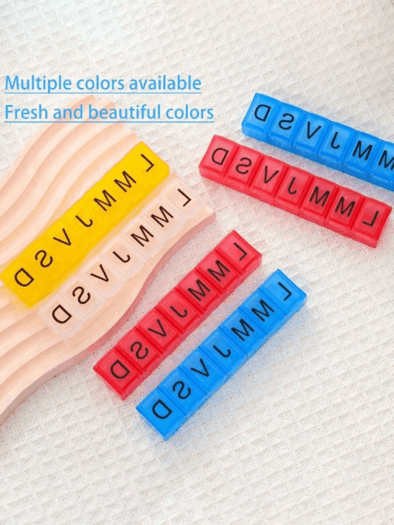 Portable Mini Pill Box, Letter-Style Pill Box, Cute Pink Travel Weekly Pill Organizer, Compartment Pill Box, 7-Day Independent Travel Pill Box With Portable Morning & Night Pill Rack, Travel Accessories, 7-Slot Pill Box, Dust-Proof & Moisture-Proof - Multicolor - View 2