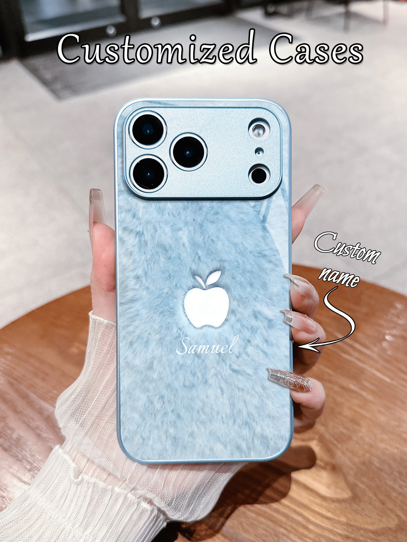 1 chiếc ốp lưng điện thoại thiết kế tối giản màu xanh dương, in hình Apple, có thể tùy chỉnh tên, tương thích với Samsung S26ULTRA/S25/S24 Series và Apple 17ProMax/16ProMax/15Pro/14 Plus/13 Pro/12 Pro Max/11/XsMax/8/7/6Plus, thích hợp làm quà tặng sinh nhật, cho bạn gái/bạn trai hoặc sử dụng cá nhân. - Màu xanh lam - Xem 2