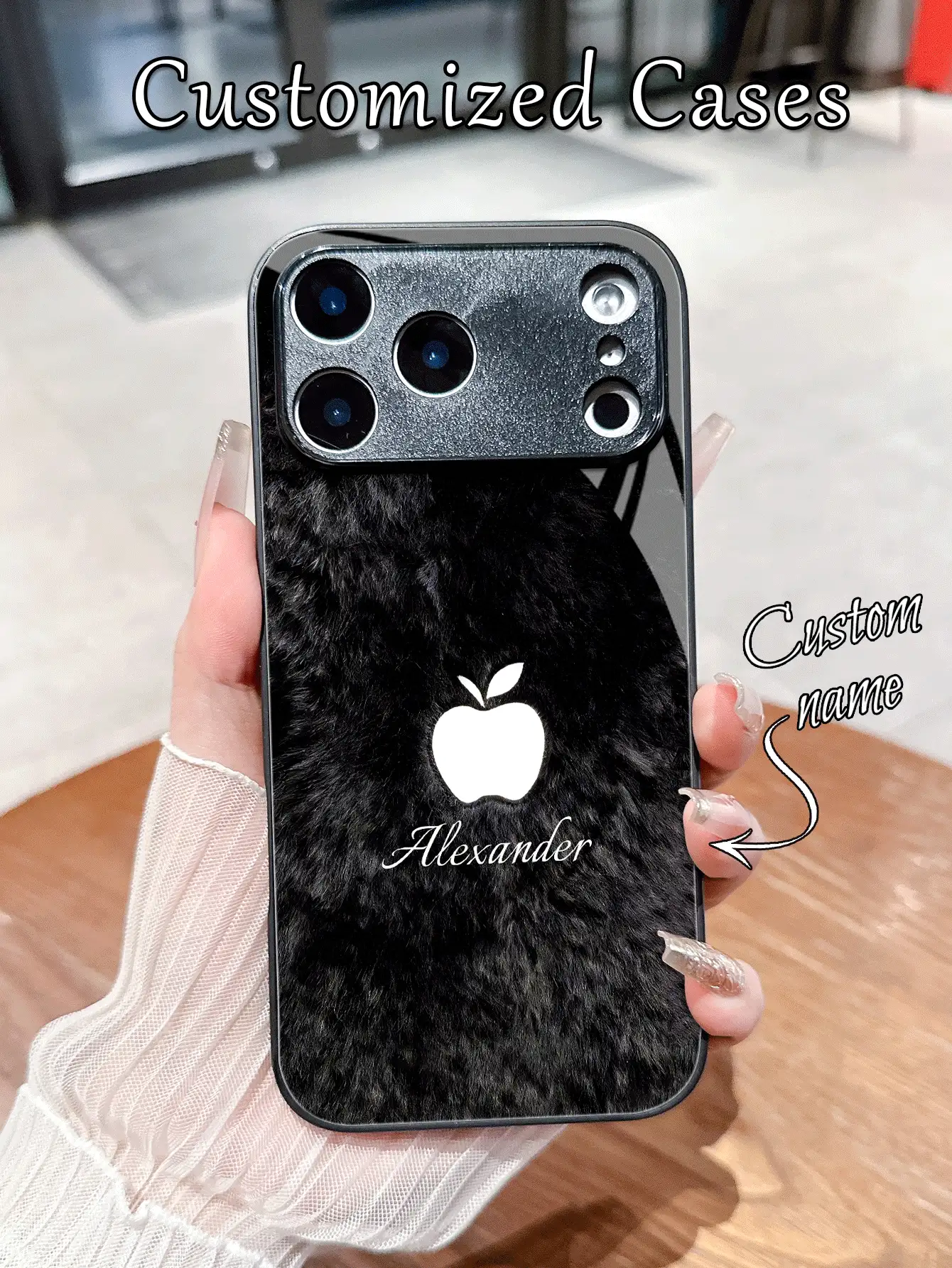 1 قطعة غطاء هاتف من القماش الناعم مصمم بشكل تفاحة بتصميم بسيط متعدد الألوان، متوافق مع هواتف سامسونج S24 أولترا/S25 أولترا وأبل 17 برو ماكس/16 برو ماكس/15 برو/14 بلس/13 برو/12 برو ماكس/11/XS ماكس/8/7/6 بلس، مناسب كهدية عيد ميلاد للصديقة/الصديق أو لاستخدام شخصي - الأسود - مشاهدة 2