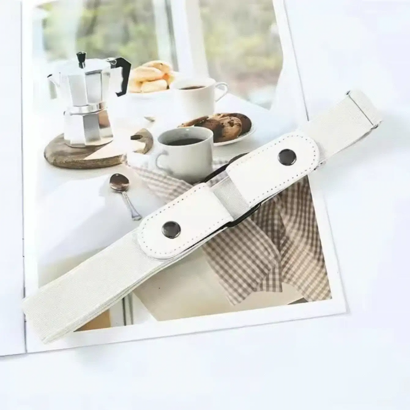 1pc Adjustable Elastic Canvas Belt, Invisible Buckle-Free Waist Belt, Unisex, Suitable For Jeans & Dresses, Buckle-Free Design, Easy To Wear - Multicolor - View 3