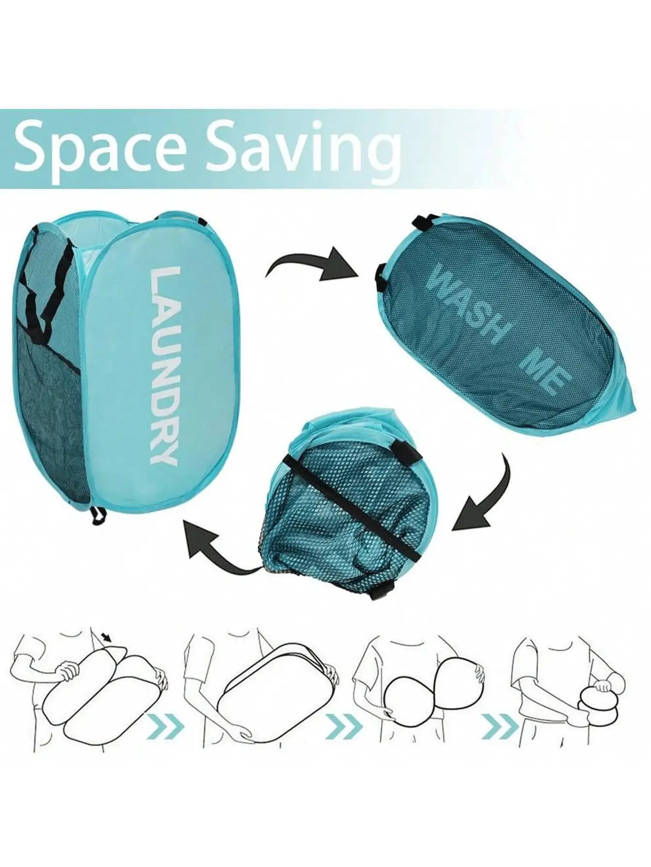 Foldable Laundry Basket With Handle, Collapsible Dirty Clothes Storage Basket, Bathroom Hamper, New Popup Style Foldable Laundry Basket With Handle