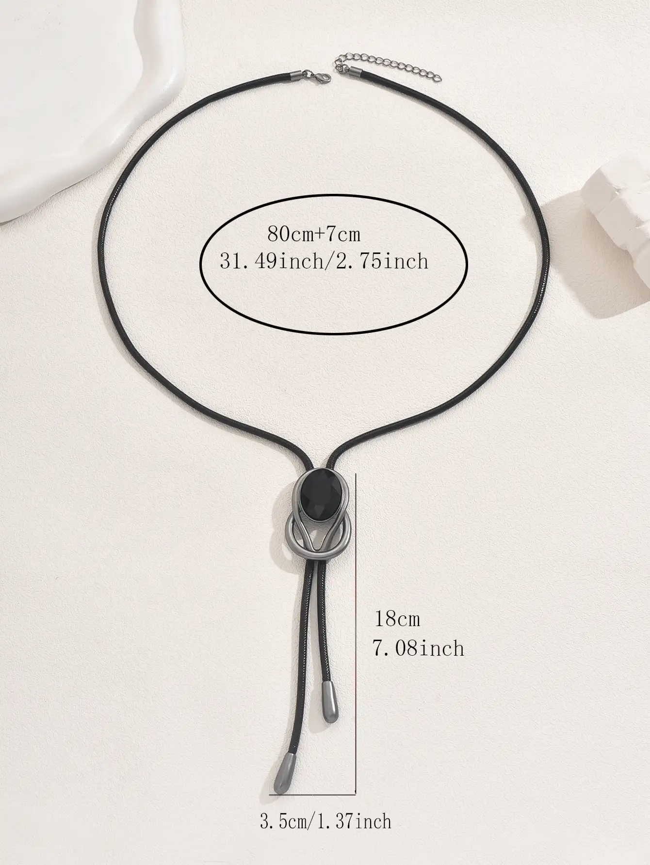 1 件时尚休闲黑色项链链毛衣链女士适合日常佩戴 - 黑色 - 查看 6