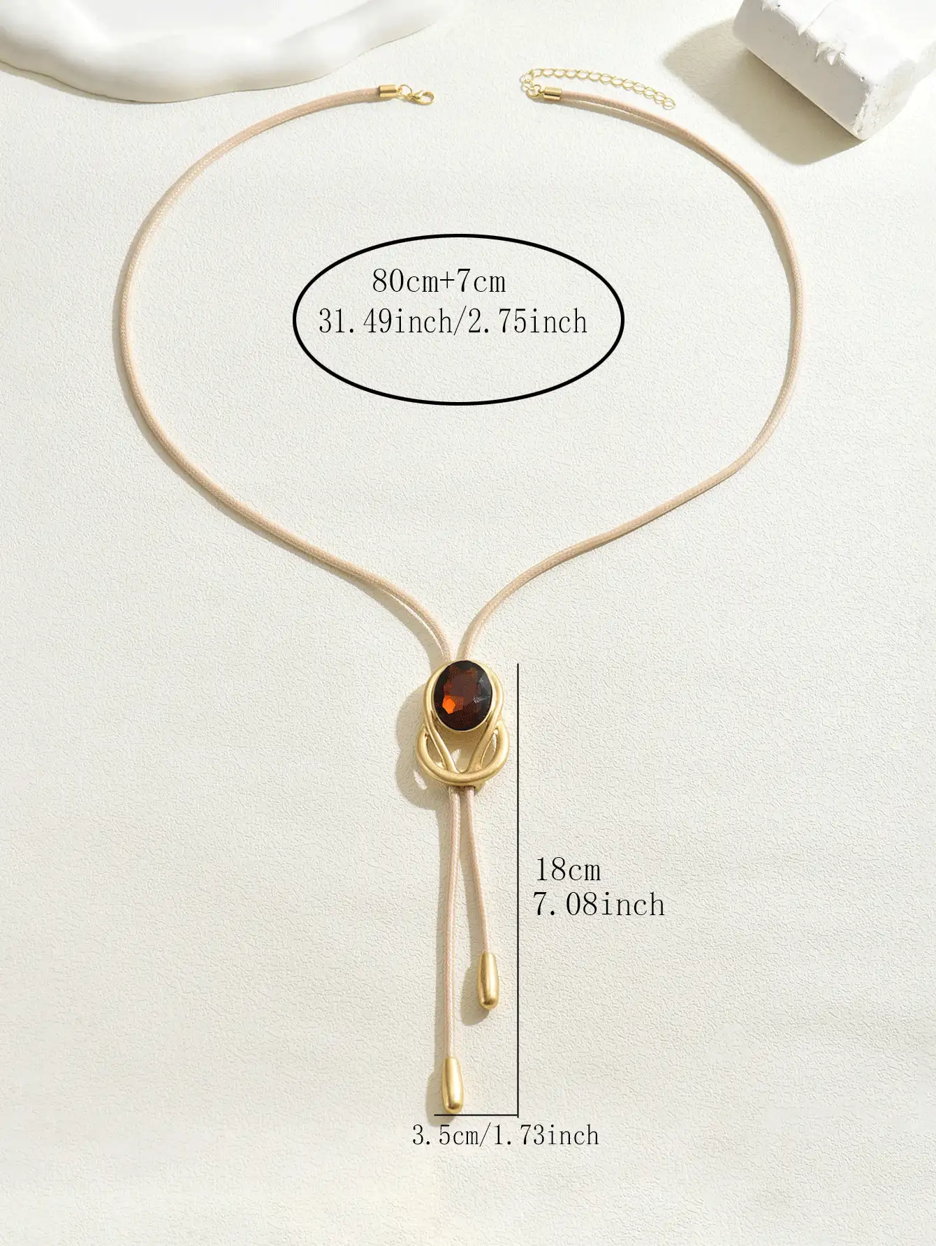 1 件时尚休闲女士不对称金色几何吊坠项链，适合日常佩戴和任何场合 - 金黃色 - 查看 6