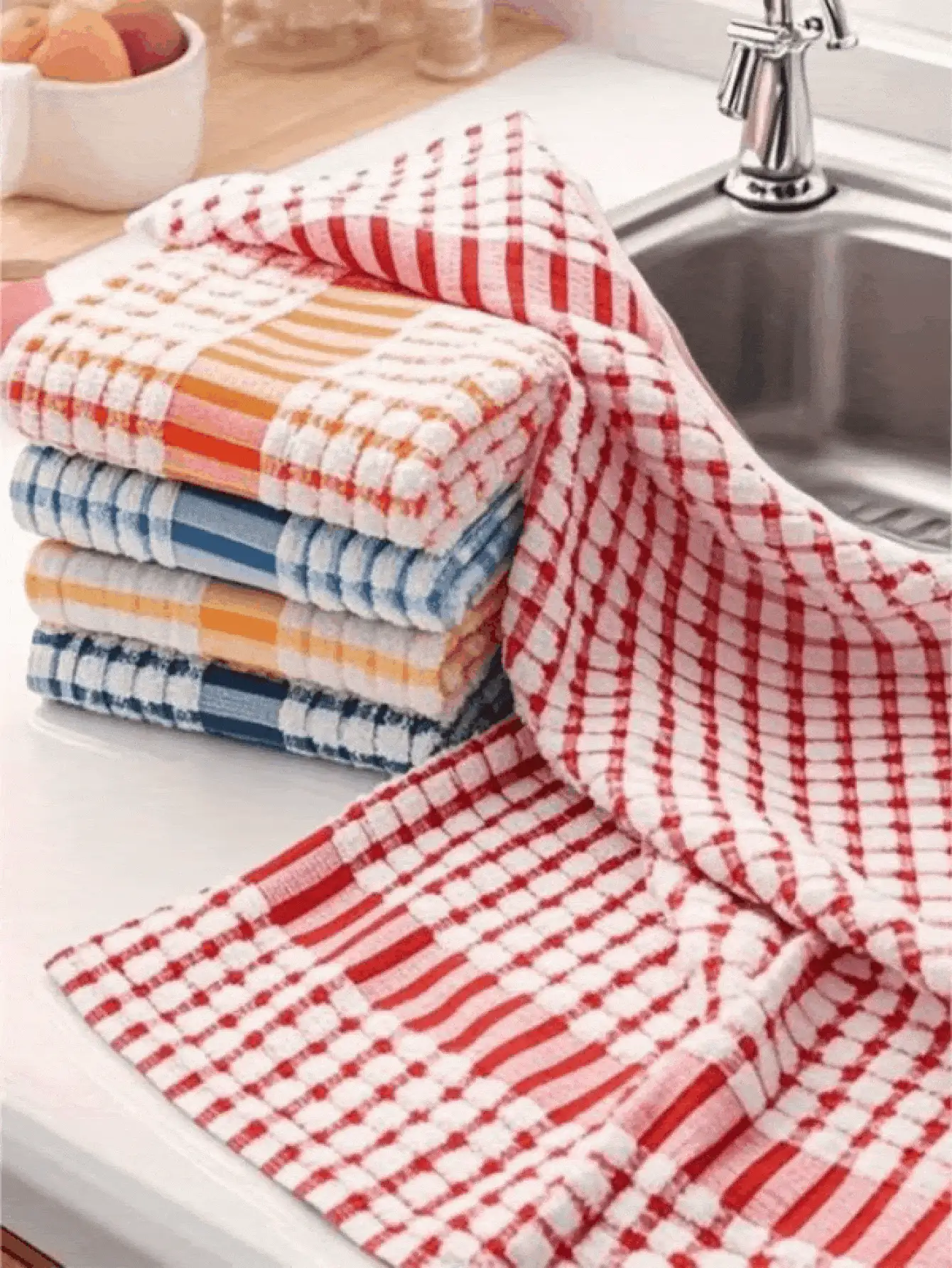 Absorbent Plaid Dish Towels Kitchen Cleaning Cloths Kitchen Cleaning Towels Reusable Dish Cloths Clean Rags Highly Absorbent Suitable For House Bathroom Kitchen Camping Picnic Car Care And Outdoor Use Easy To Clean Kitchen Supplies Car Cleaning Supplies Camping Essentials - Multicolor - View 10