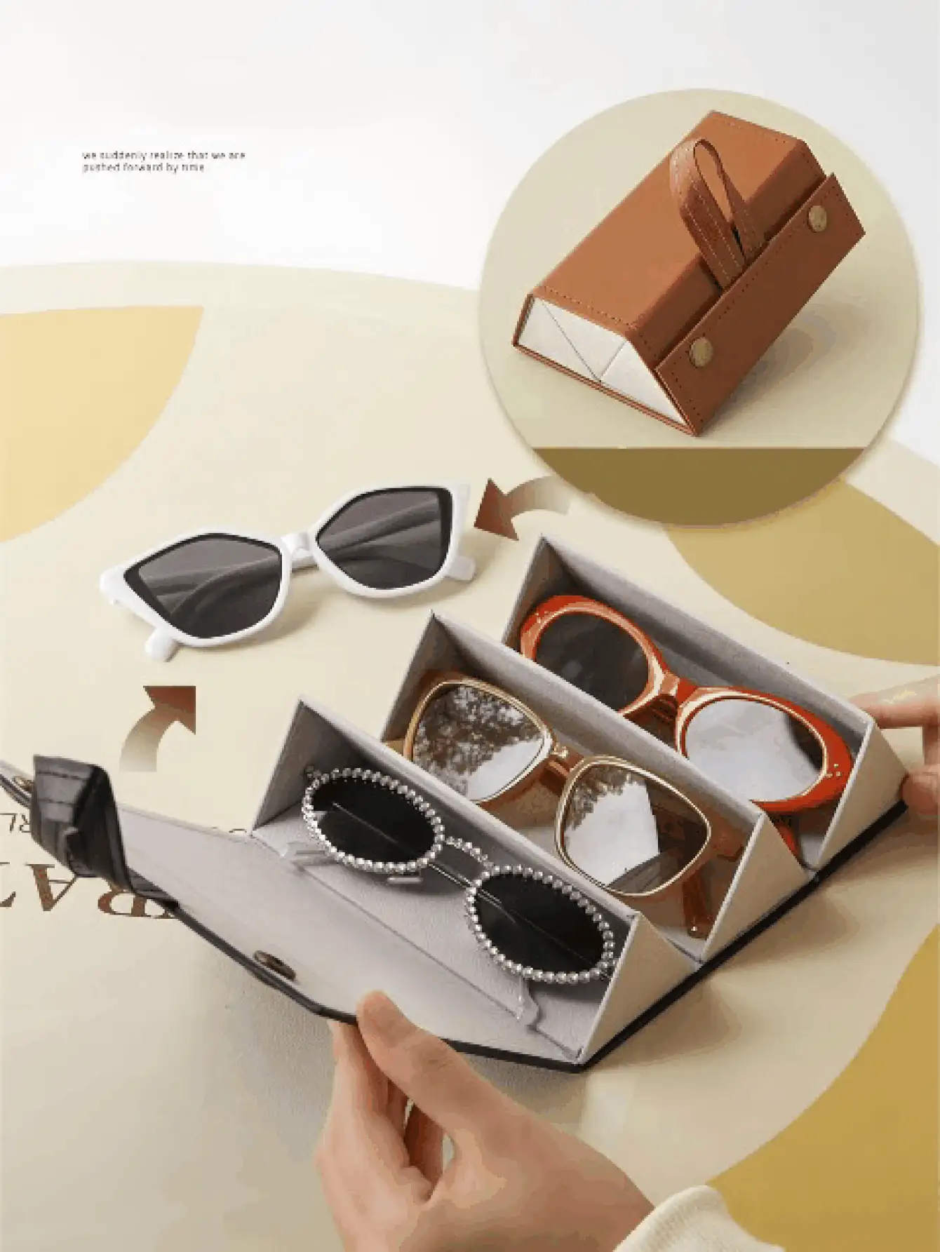 Hộp đựng kính mắt nhiều lớp có thể gập lại, hộp treo đựng kính mắt để trưng bày và cất giữ kính, chìa khóa, đồng hồ, son môi, hộp đựng kính mắt gấp gọn dung lượng lớn di động, hộp đựng kính râm bằng da cứng cáp, thích hợp cho gia đình, du lịch và trường học, vật dụng cần thiết cho cả nam và nữ. - màu đen - Xem 3