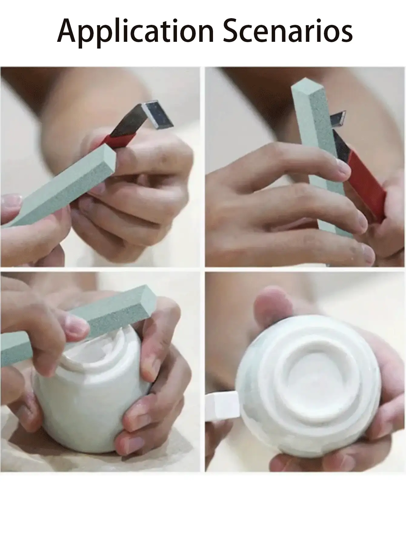 陶瓷抛光石，适用于陶器、陶瓷工具、小型粗磨石、釉底研磨石、陶瓷工艺抛光石、陶瓷研磨石、釉底研磨工具、旅行必备办公用品、男女通用工具、家居装饰、男士礼物、家居用品、家居必需品、返校用品 - 彩色 - 查看 4