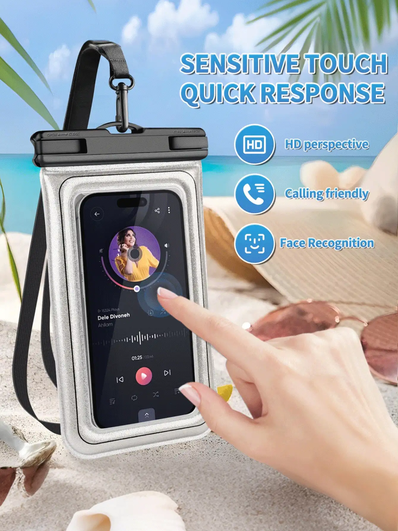 1/3/5pcs Waterproof Bag, Universal Waterproof Phone Pouch, Air Cushion Waterproof Phone Case, Waterproof Phone Pouch For Swimming & Beach, Suitable For Smartphones, Phone Charm, Phone Accessories, Airplane Accessories, Travel Accessories, International Travel, Summer Camping, Tech Accessories, Gym Phone Accessories, Travel Essentials - Multicolor - View 3