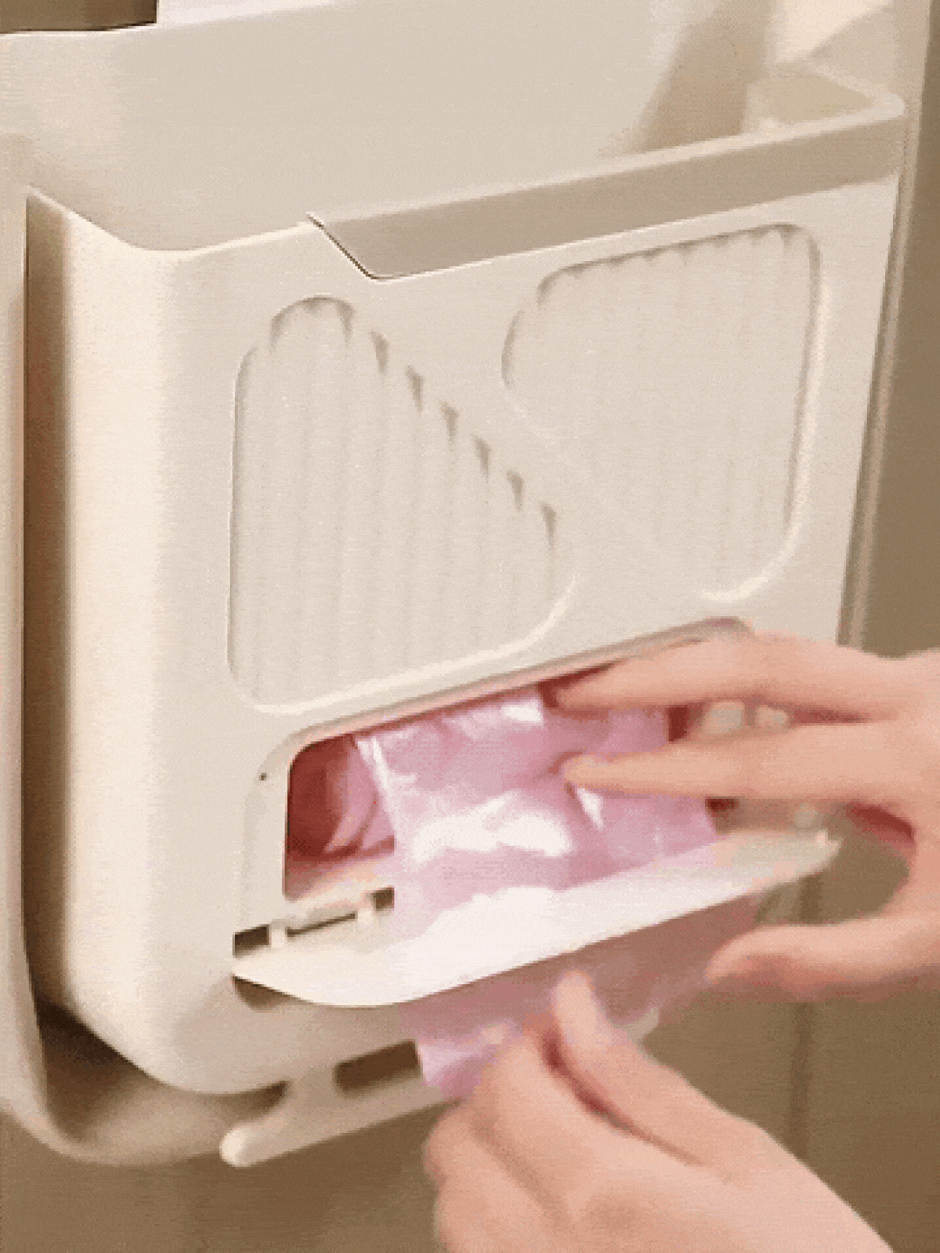 Wall-Mounted Foldable Trash Can, Cabinet Door Hanging Trash Can Storage Basket, Kitchen Hanging Trash Can, Plastic Trash Can With Backboard/Hook, Wall-Mounted PP Paper Basket, Foldable Kitchen Bathroom Trash Can, Kitchen Cabinet Sink Trash Can, Suitable For Car, Kitchen, Home, Dorm, Home Decor, Household Items, Apartment Essentials - Grey - View 2