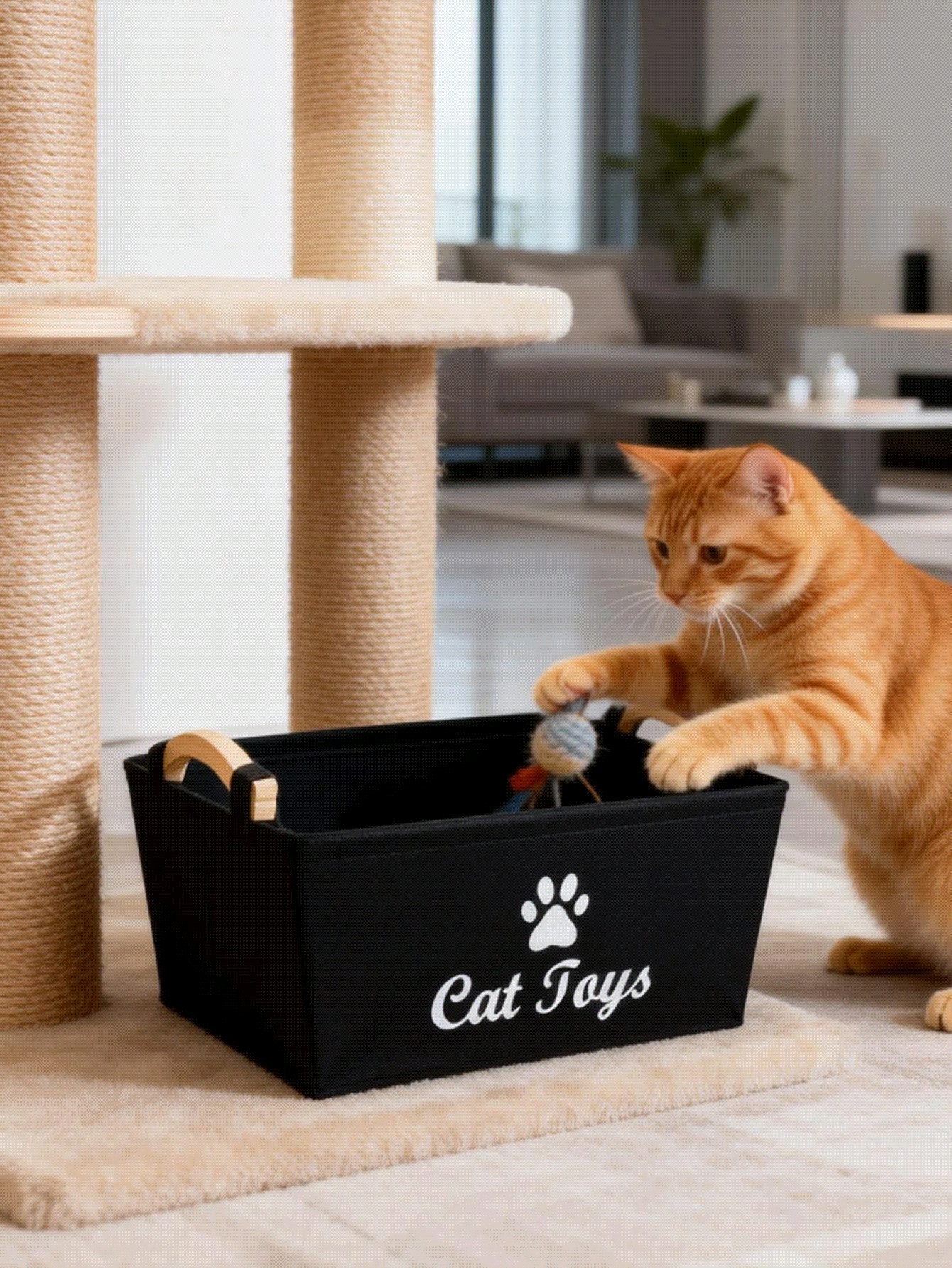 Pet Supplies Storage Box, Suitable For Cats And Dogs, Pet Toy Organizer Box With Handle, Foldable Pet Supplies Storage Basket/Box, Kids Toy Box/Storage Box - Multicolor - View 2