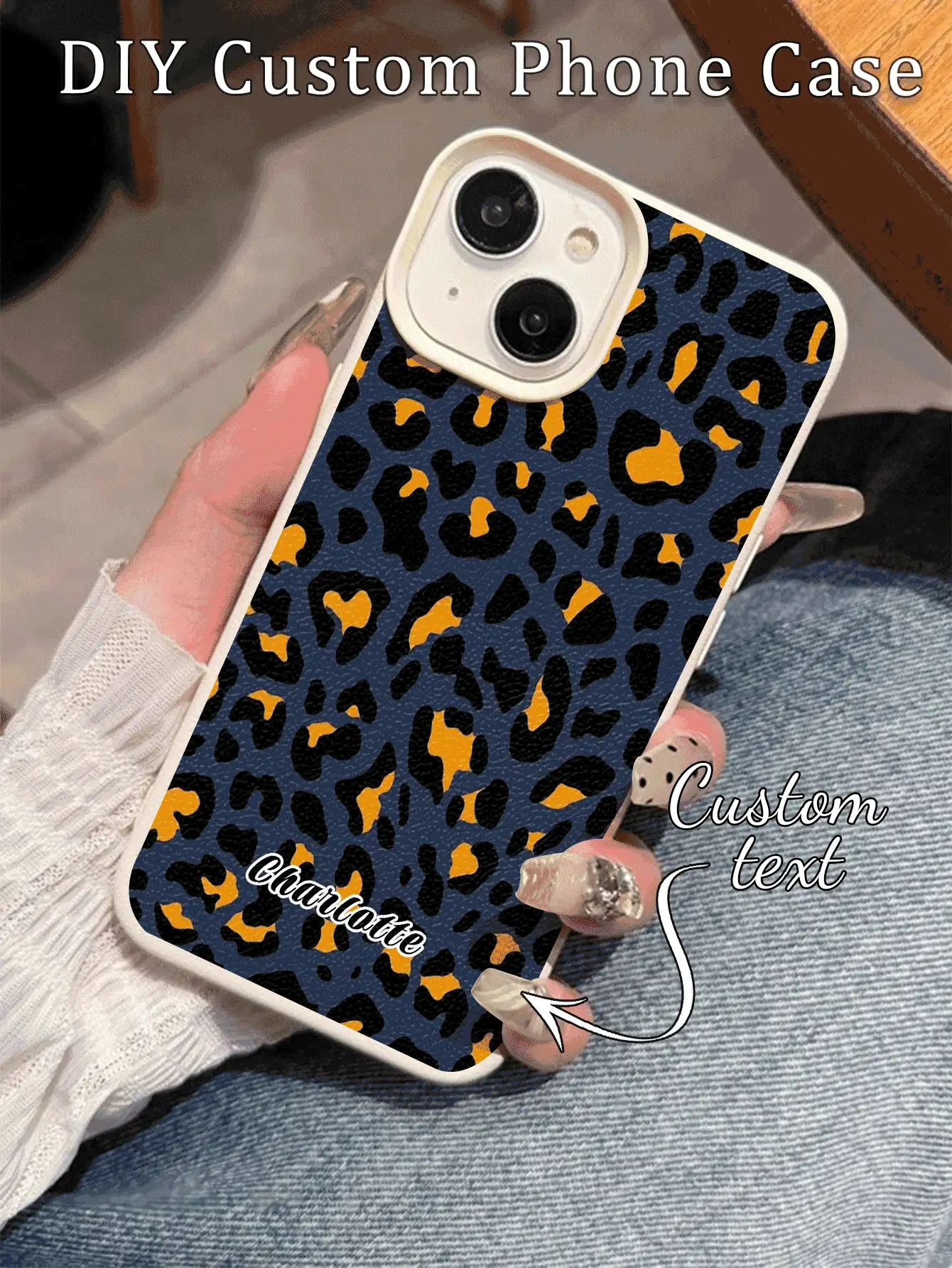 1pc Custom Name Red & Black Leopard Print Textured Anti-Fall Anti-Slip Soft Phone Case Protective Cover Compatible With Apple 17 Pro Max/ 16 Pro Max/15 Pro/14 Plus/13 Pro/12 Pro Max/11/Xs Max, Redmi, Phones - Multicolor - View 2