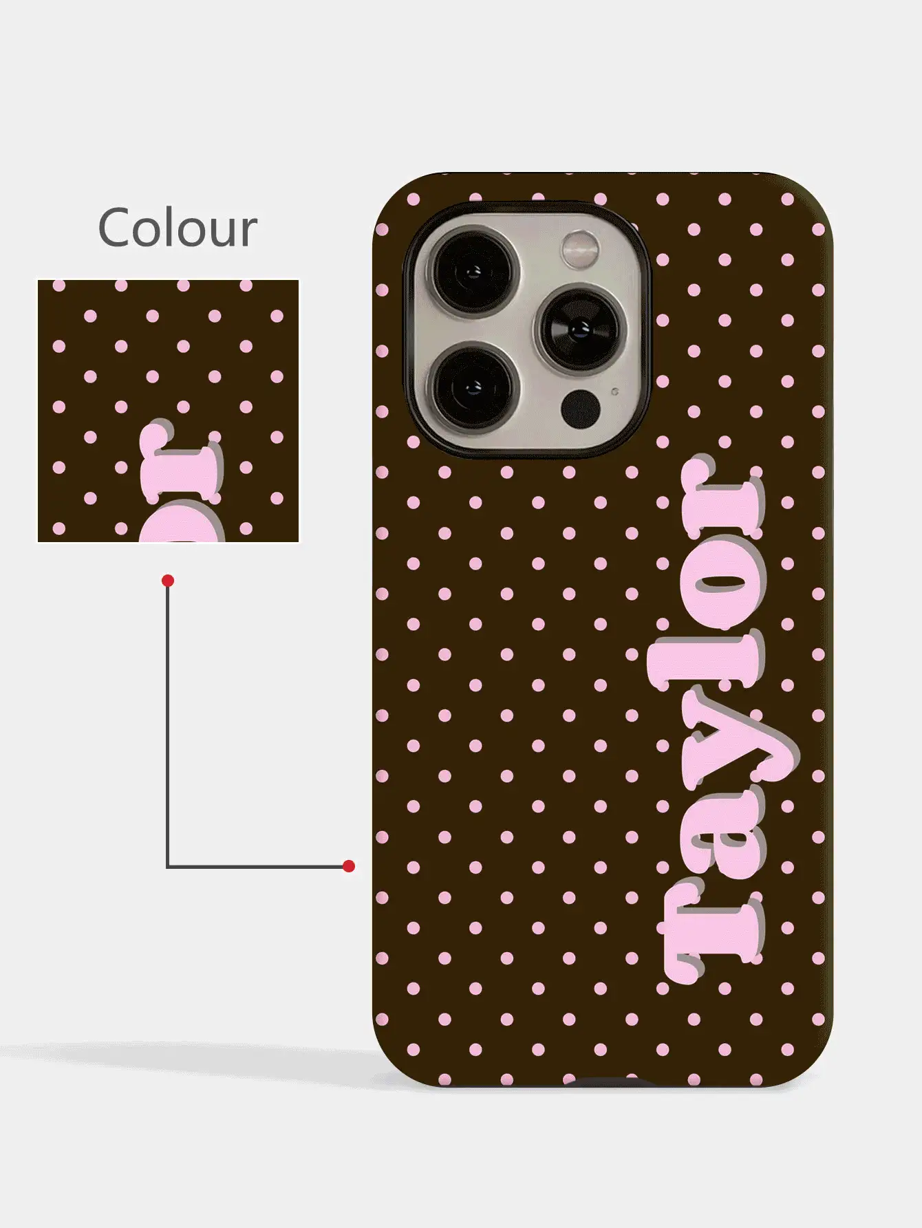 1pc Customized Minimalist Polka Dot Name & Letter 2-In-1 Glossy Filmstrip Hard Phone Case Cover Suitable For IPhone 11/12/13/14/15/16 17 Pro Max - Multicolor - View 2