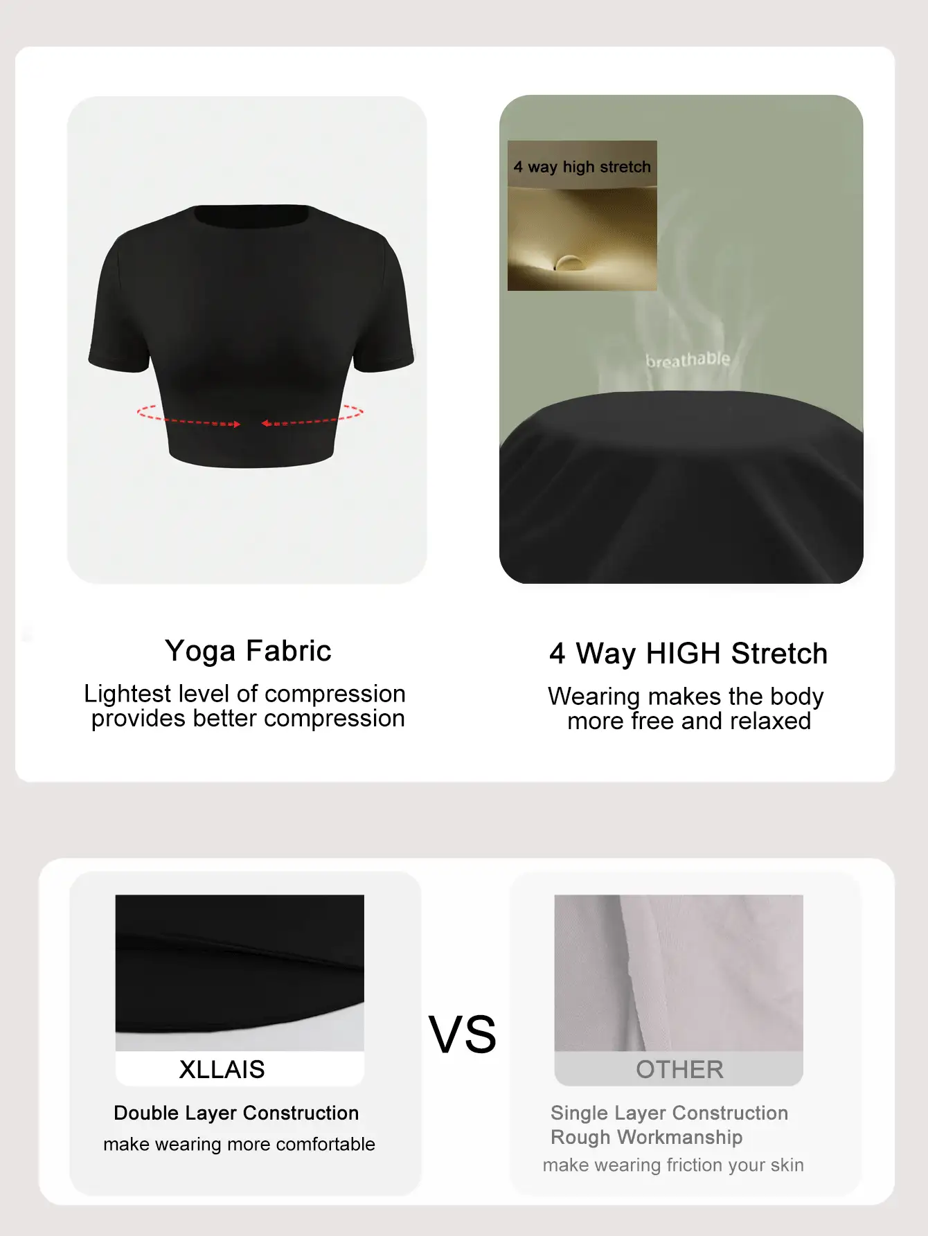 XLLAIS 2025 Women's Fitted Short Sleeve Crew Neck Sports T-Shirt, Cooling & Warm Layering, Cute Summer Top Casual Black - Black - View 3