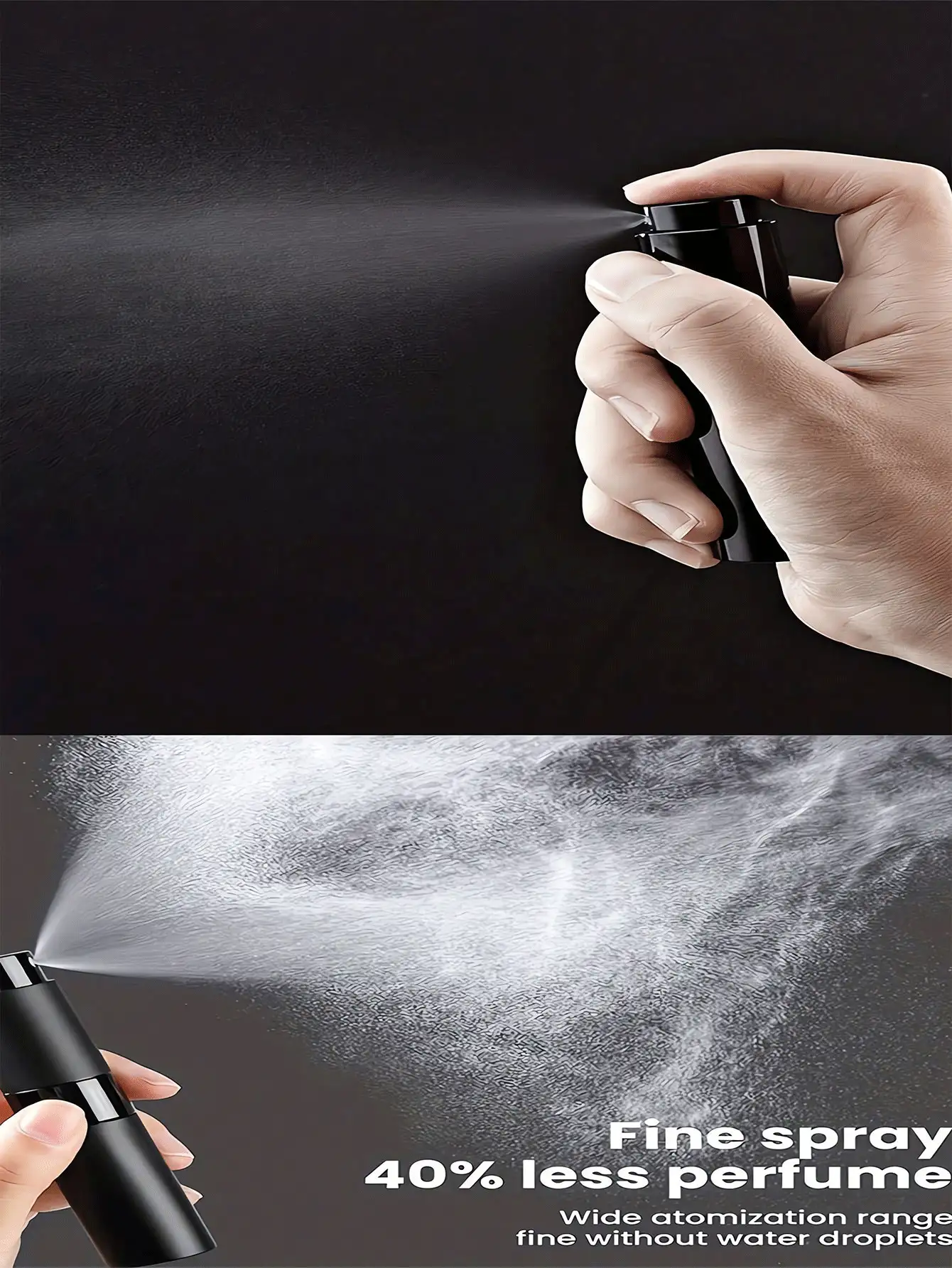 10毫升香水喷雾瓶，可重复灌装，旅行装，方便喷洒，空古龙水分配器，便携式喷雾瓶（请注意：由于生产批次不同，产品颜色可能略有差异。由此造成的不便，敬请谅解。） - 黑色 - 查看 3