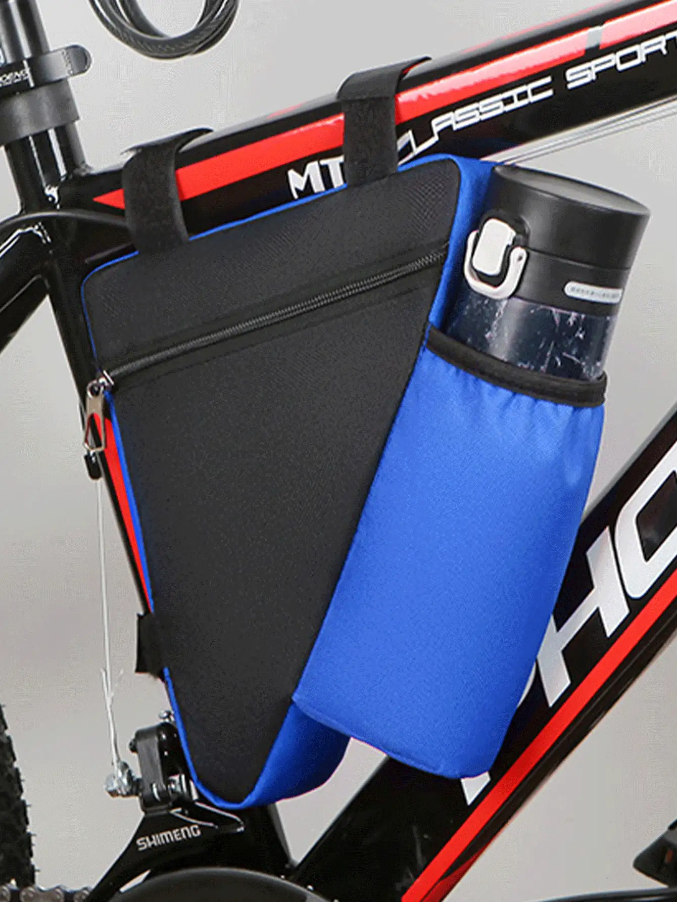 Adjustable Bicycle Triangle Frame Bag With Water Bottle Holder, Waterproof Mountain Bike Storage Pouch, Unisex Cycling Backpack For Road Bike, Travel Outdoor Sports Riding Accessory - Multicolor - View 3