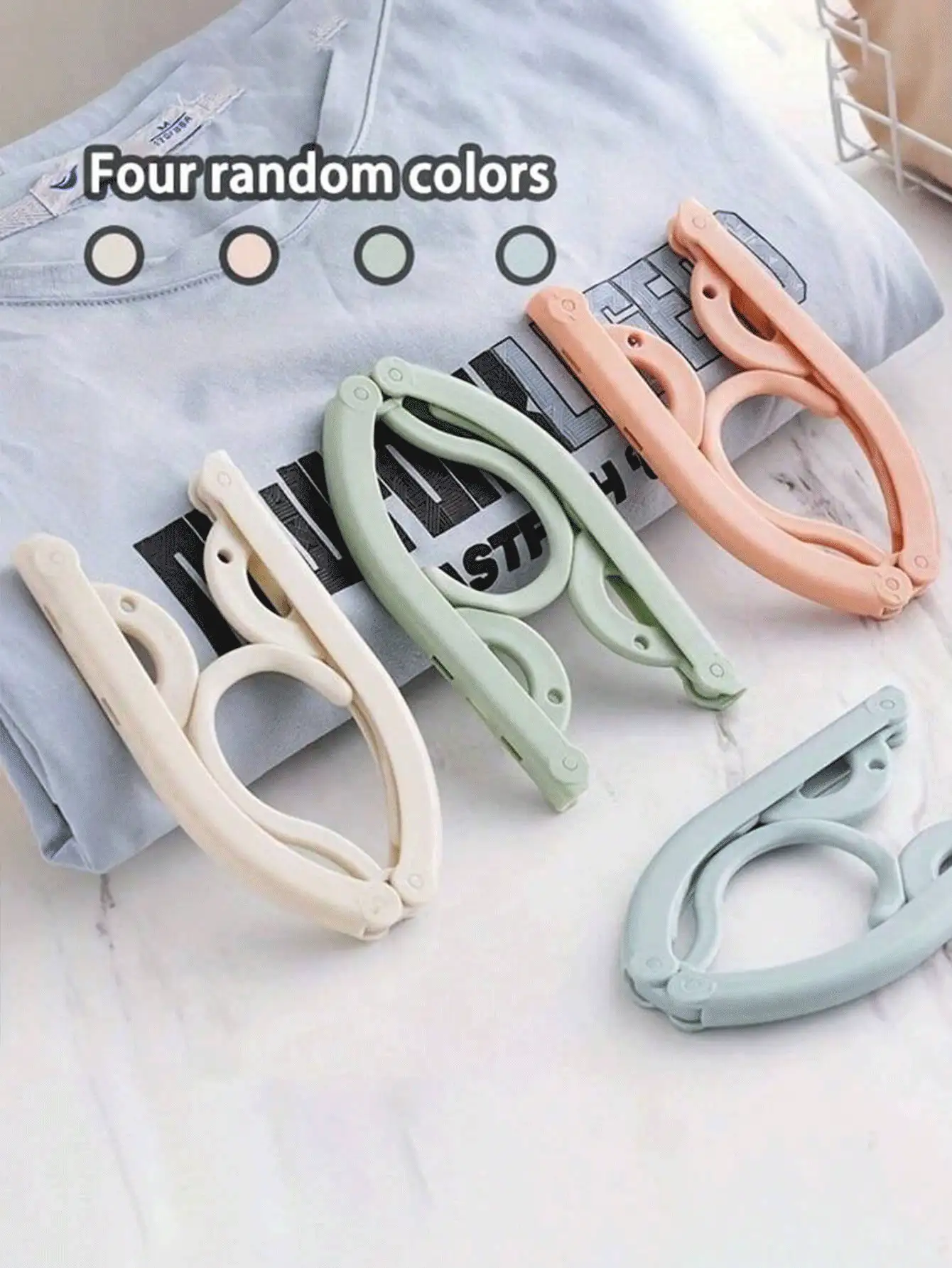 Percha de ropa plegable y portátil para viajes - Tendedero ahorra espacio, diseño de plástico multicolor, ideal para cruceros y viajes, tendedero de ropa - Multicolor - Ver 3