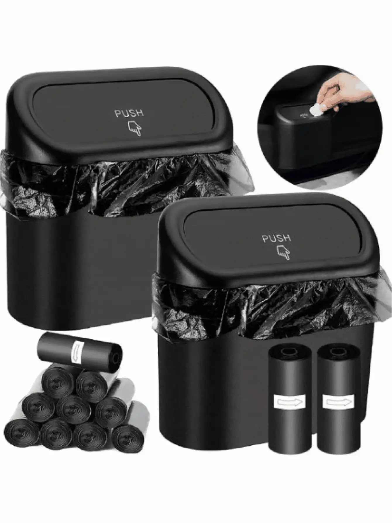 Mini Car Trash Can Leakproof Car Garbage Bin With Lid For Peels Butts Confetti Wet Tisssue Convenient Car Side Door Hanging Storage Box Multifunctional Dustbin Organizer For Women Men For Car Office Home Garbage Organizer Container Car Accessories Car Interior Accessory Home Decor - Black - View 12