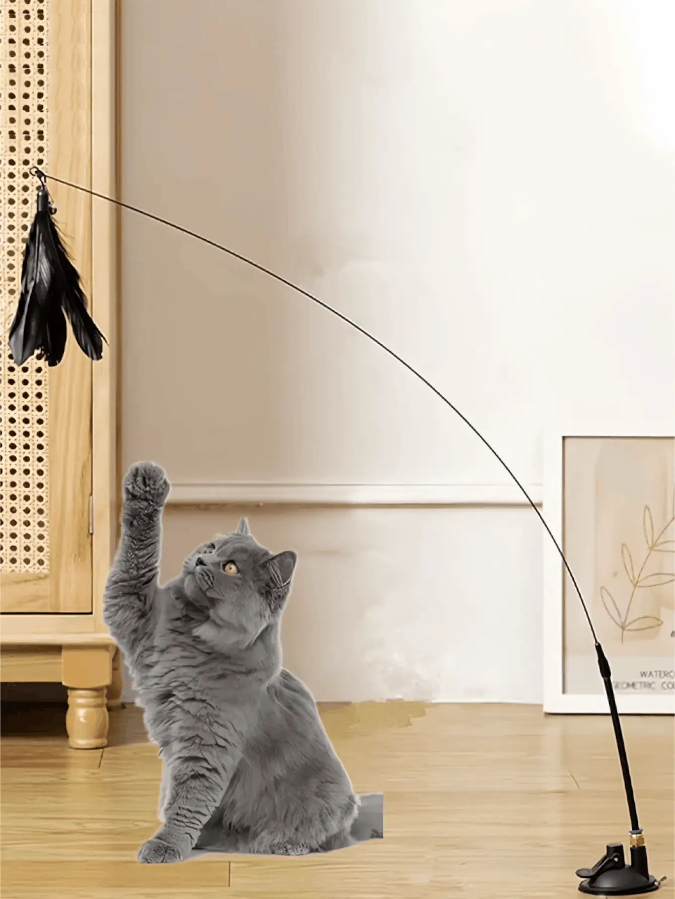 Đồ chơi cần câu cho mèo kèm lông vũ và chuông, ruột thay thế, cốc hút mạnh, đồ chơi tương tác cho mèo con, đồ chơi trong nhà cho mèo, cần câu cầm tay giúp mèo cào móng, tập thể dục và giải trí. - Nhiều màu - Xem 3