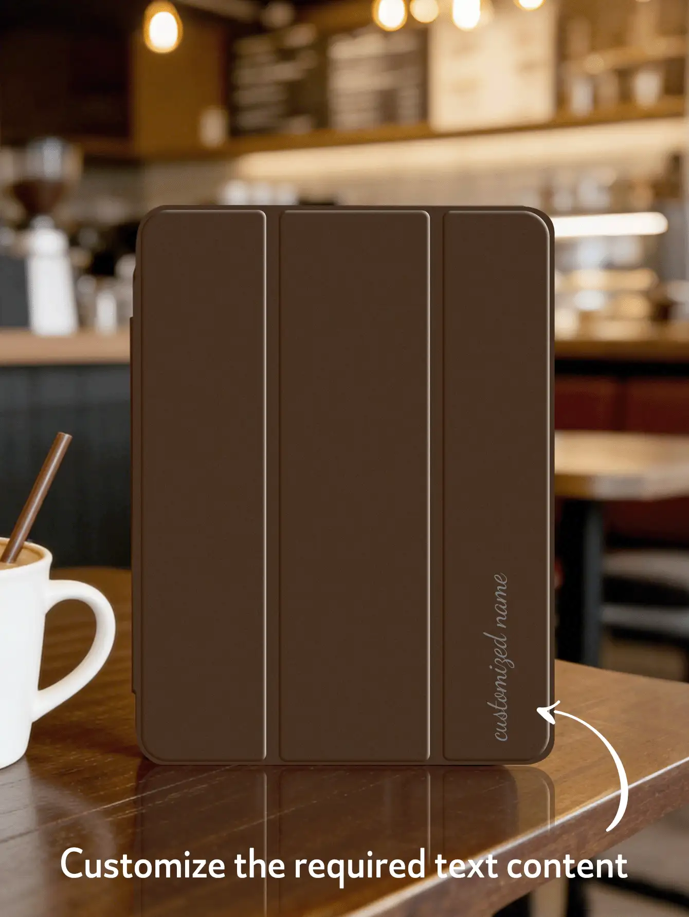 1pc Transparent Acrylic Tri-Fold Brown Flat Tablet Case, Customizable Text, Suitable Compatible With Ipad Mini 6/Mini 7/9.7/10.2/10.5/Air 4/Air 5/10th/10.9/Pro 11-Inch/Air 11 (M2) 2024/Pro 11 (M4) 2024/IPad Air 11-Inch (M3) 2025/IPad (A16) 11 Inch 11th Generation 2025, Tri-Fold Stand, Built-In Pencil Slot, Peel Off Film Before Use, Acrylic Back Cover, Magnetic Sleep/Wake, Pencil Slot Position Varies By Model, Personalized, Creative Casual Minimalist Tablet Case