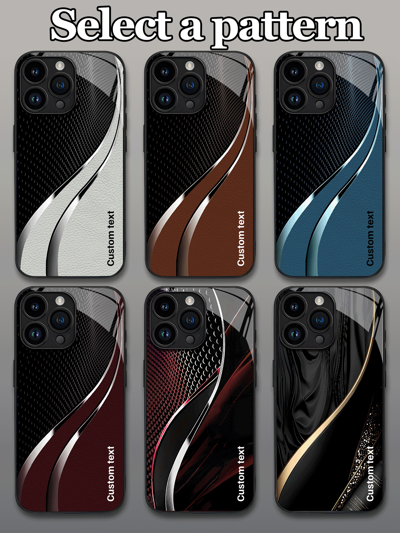 1pc Customizable Personalized Text With Carbon Fiber Texture And Silver Curve Decor Pattern Tempered Glass Material Phone Case Compatible With Iphone 17 ProMax/17 Air/15/16 Pro/14 Plus/13 Pro/12 Pro Max/11/Xs Max/8/7/6 Plus, S24 Ultra/S25 Ultra, Compatible With Redmi NOTE 13/14, Compatible With Redmi K40, Mi 11, High-End Fashion Business Custom, Best Gift For Family, Colleagues, Friends,International Version, Not The Domestic Version - Black - View 2