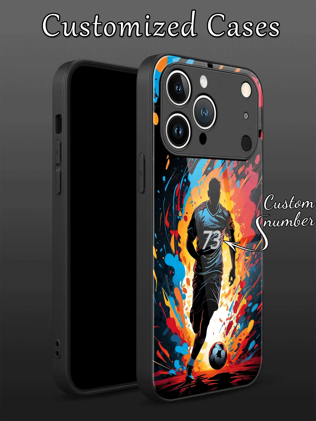 1个可定制足球主题手机壳，兼容苹果17 Pro Max/16 Pro Max/15 Pro/14 Plus/13 Pro/12 Pro Max/11/XS Max/8/7/6 Plus、S24 Ultra/S25 Ultra，以及红米手机。采用防指纹TPU液态全包软壳和钢化玻璃材质，防震防刮。 - 黑色 - 查看 2