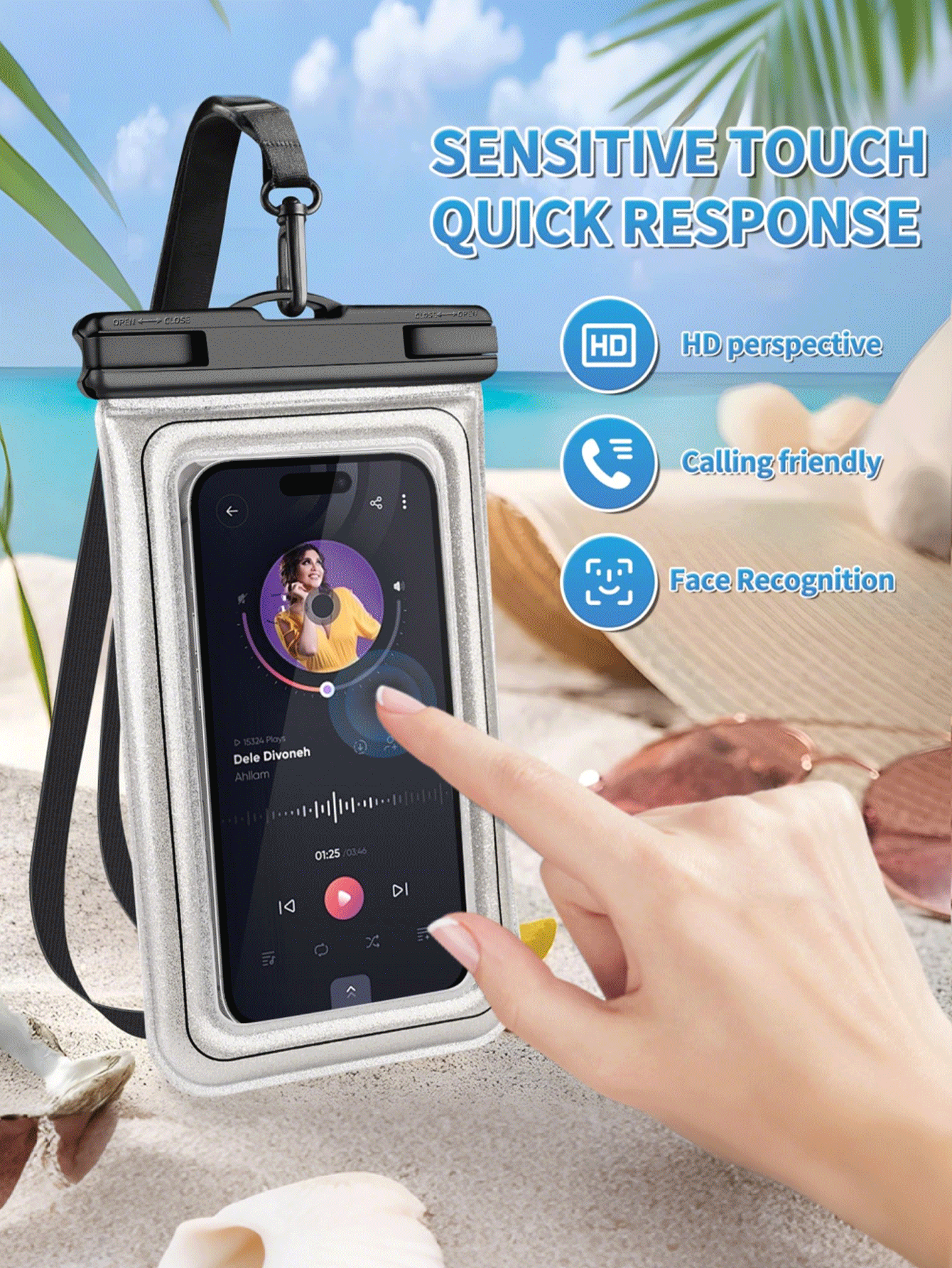 防水袋，通用防水手机袋，气垫防水手机壳，游泳水下防水手机壳，沙滩防水手机干袋，智能手机防水手机壳，手机配件，飞机配件，旅行配件，国际旅行，夏季露营，科技配件，健身手机配件，旅行必备 - 彩色 - 查看 2