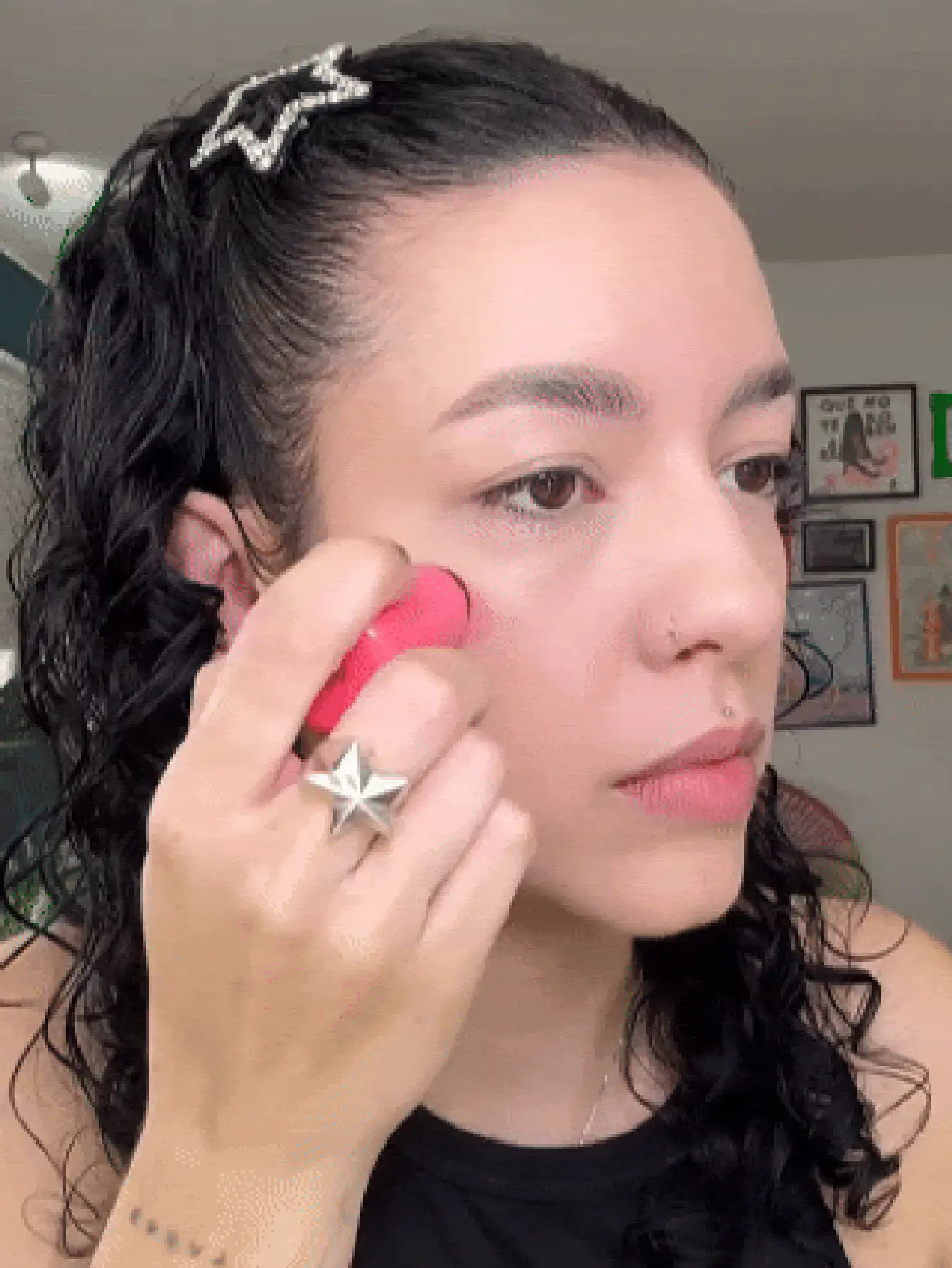 USHAS 啫喱腮红，4 色可选，可爱自然粉，持久防水，保湿，自然妆效，三合一腮红棒，可用于唇部、眼部、脸颊，适合所有肤质 - #03 - 查看 3