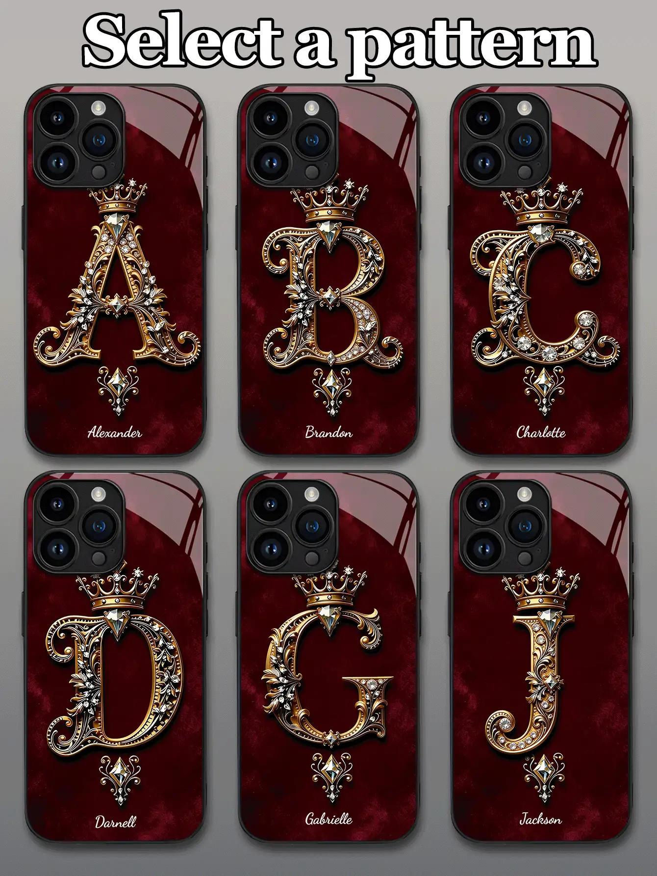 1个可定制文字和26个字母烫金设计的钢化玻璃手机壳，兼容 17 Pro Max/17 Air/15/16 Pro/14 Plus/13 Pro/12 Pro Max/11/Xs Max/8/7/6 Plus、S24 Ultra/S25 Ultra，兼容Redmi Note 13/14、Redmi K40、小米11，时尚奢华，是送给家人、同事、朋友的最佳礼物，国际版，非国内版，复古美学。 - 黑色 - 查看 2