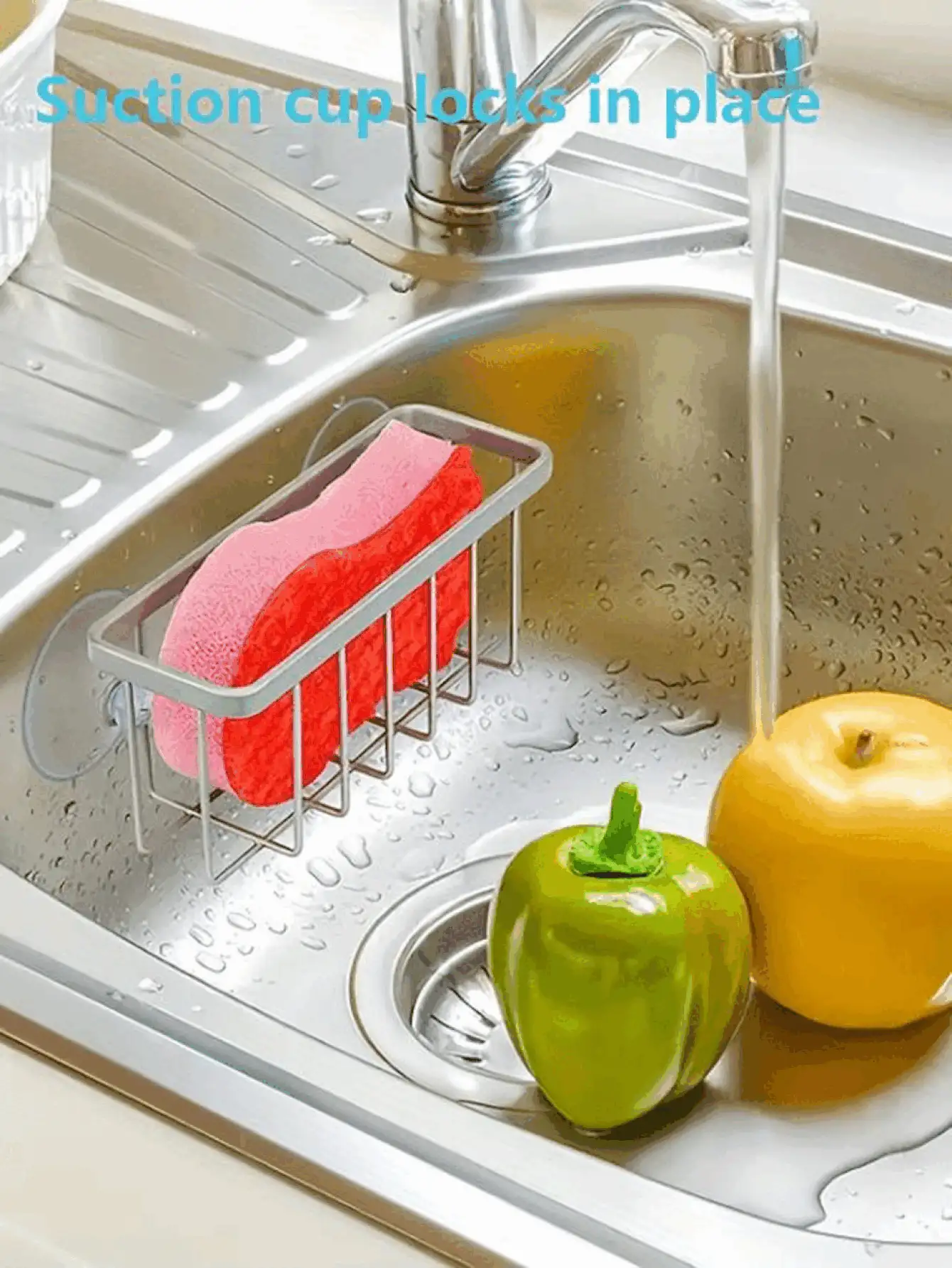 Stainless Steel Sponge Holder With Suction Cup Easy To Install Space Saving Multifunctional Durable Cleaning Tool For Sponges Scrubbers And Soap Suitable For Kitchen And Bathroom For Sponges Small Tools Keeps Surfaces Clean Household Accessories - Multicolor - View 3