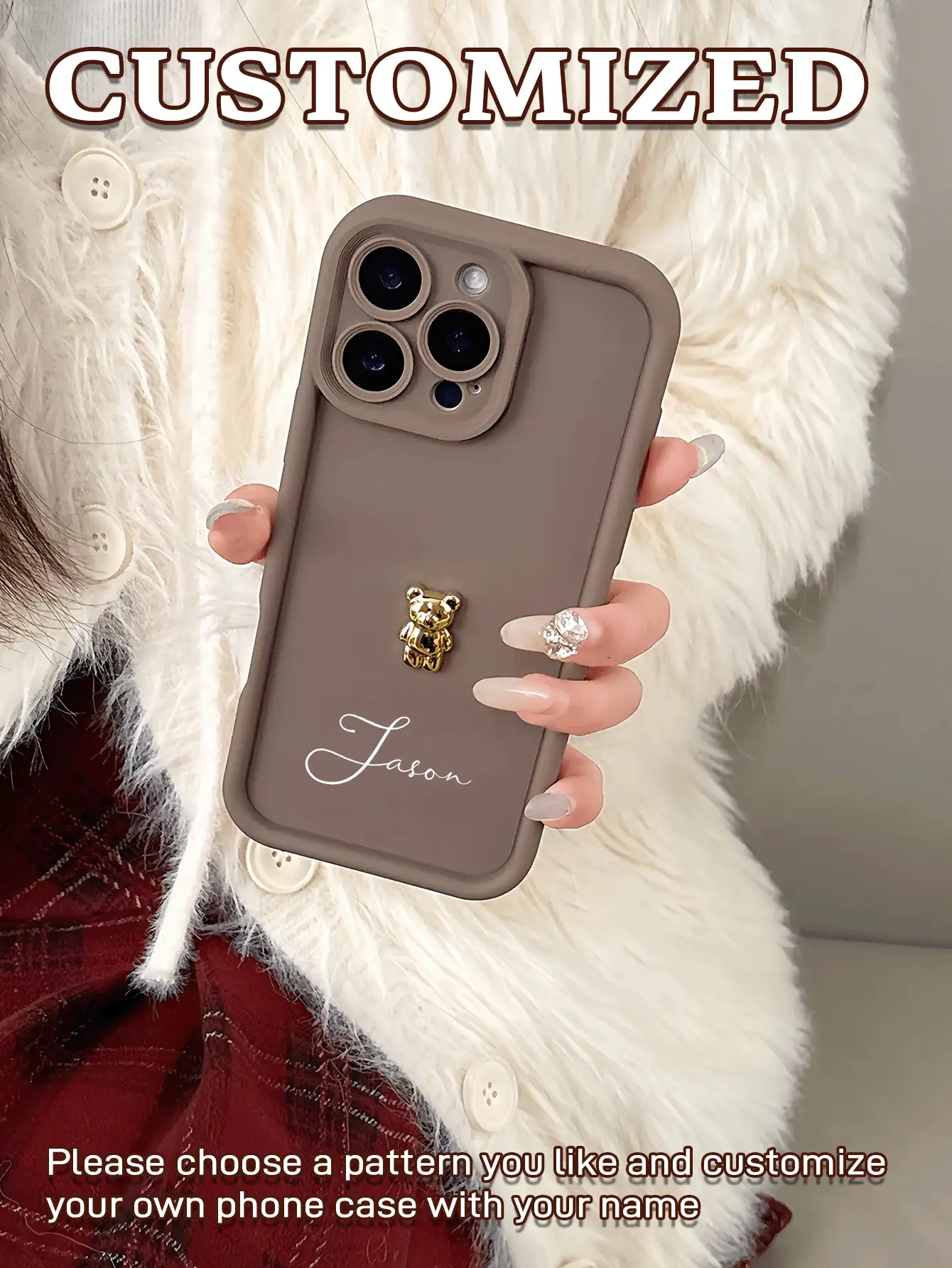 Ốp điện thoại tùy chỉnh, họa tiết mắt cá cầu thang bao phủ toàn màn hình, thấu kính silicon phủ toàn màn hình theo yêu cầu, tương thích với Samsung/Apple/16promax/15/Xsmax/14/Xs/13xr12pro11 và các dòng điện thoại khác. - màu nâu - Xem 2