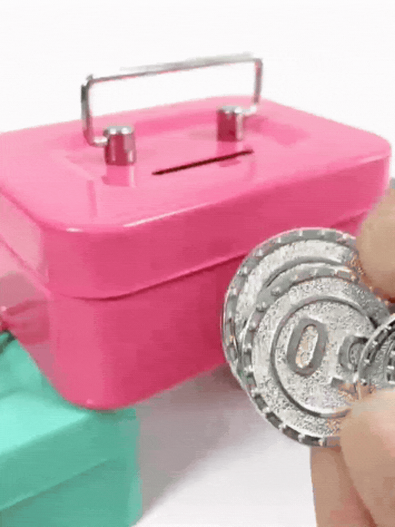 Hộp đựng tiền xu nhiều màu sắc có khóa, hộp đựng tiền mặt, thẻ, tài liệu di động, ống tiết kiệm kim loại nhỏ có khóa, hộp đựng tiền xu bằng kim loại có khóa và khe bỏ tiền xu, quà tặng Giáng sinh & Năm mới - màu đen - Xem 2
