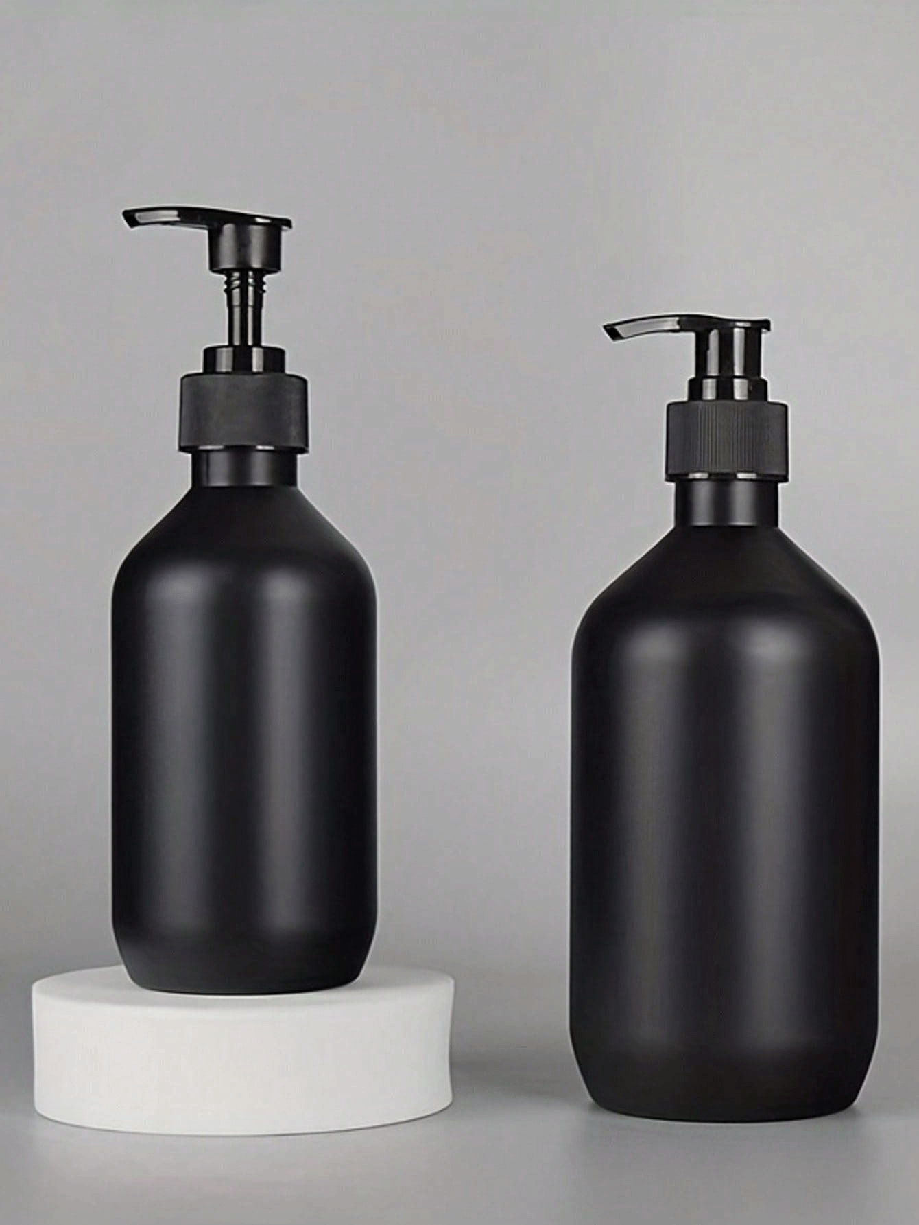 Matte Black PET Refillable Bottles For Hand Wash, Shampoo, Body Wash, Lotion With Pump Heads, Bathroom Liquid Soap Containers, Refillable Shampoo, Conditioner, Body Wash Bottles, Back To School Bathroom Essentials - Multicolor - View 2