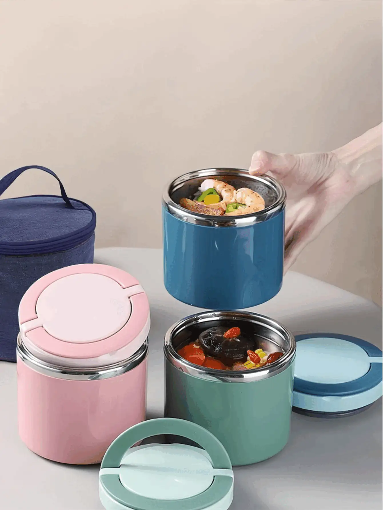 保溫防漏 630ml 湯罐 學生便當盒 密封湯品儲存容器 附手柄 便攜大容量食物容器 適合上班、旅行與戶外使用 廚房配件 返校理想選擇 - 彩色 - 查看 3