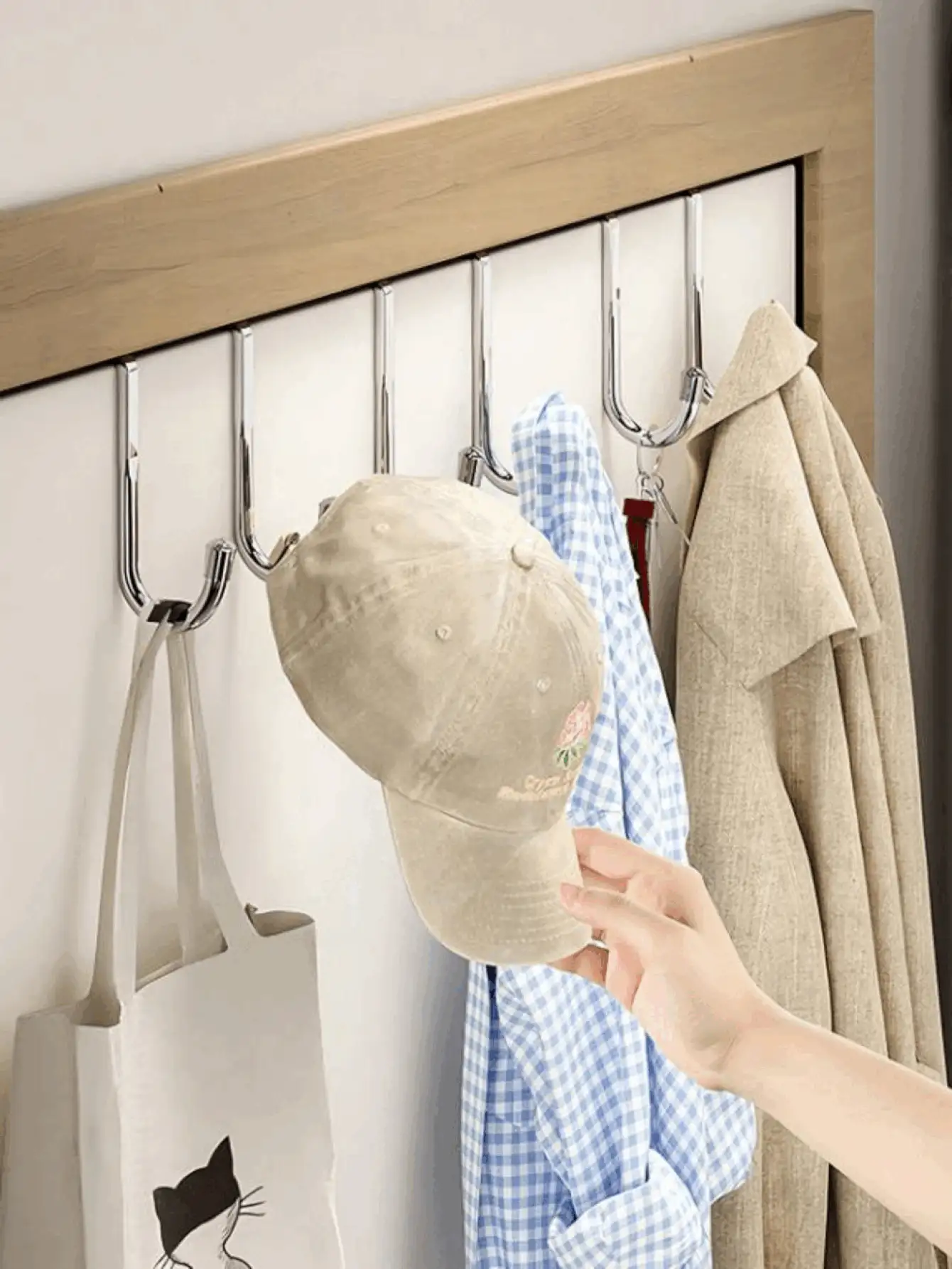 2 móc treo cửa hình chữ S bằng thép không gỉ, không cần khoan, kiểu dáng hiện đại, thích hợp cho nhà bếp, phòng tắm, tủ quần áo, dùng để treo quần áo, khăn tắm, lý tưởng cho ký túc xá sinh viên. Móc đôi hình chữ S có thể treo quần áo phía sau cửa. - Nhiều màu - Xem 3