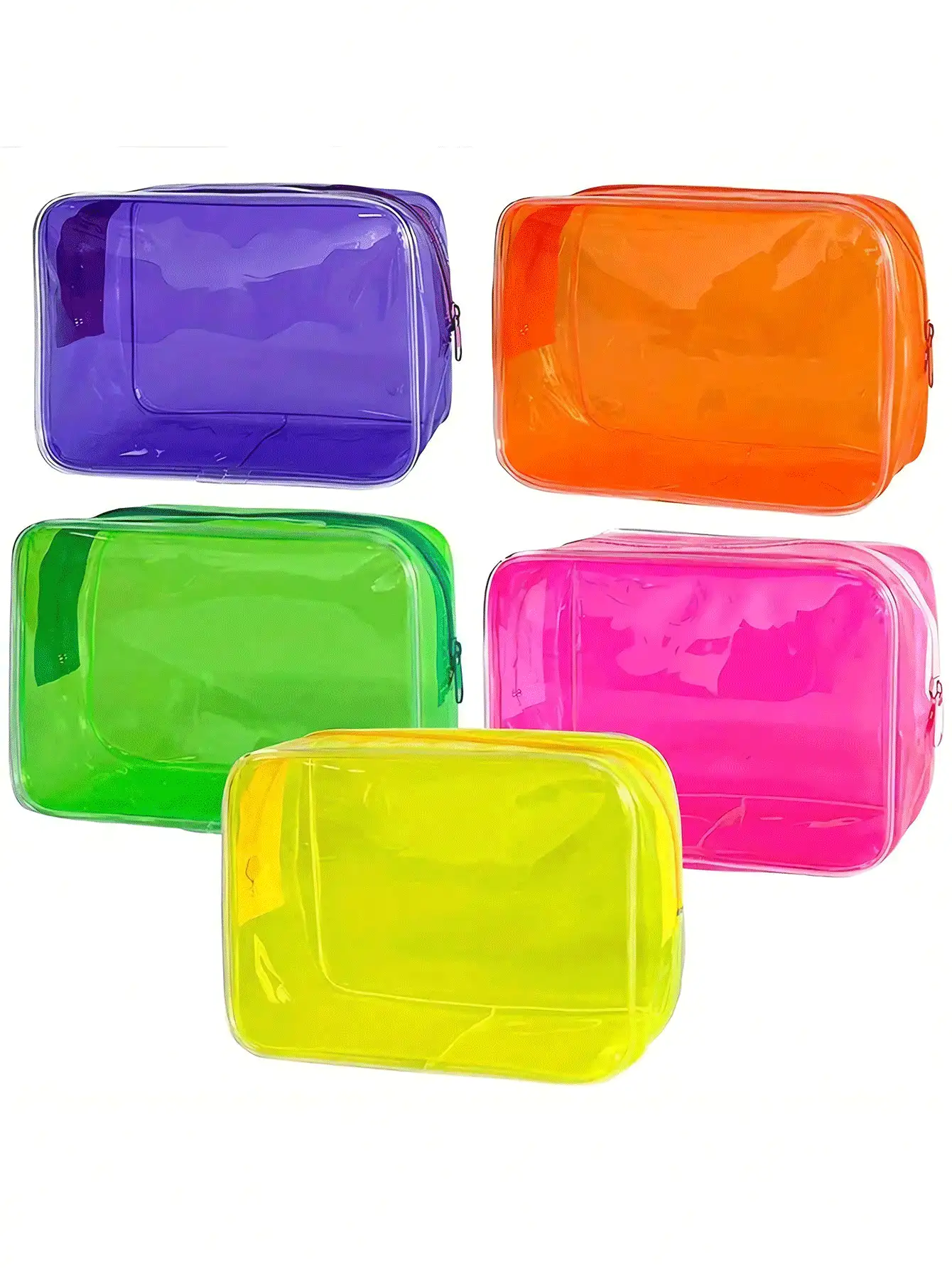 Transparent PVC Material Large Capacity Cosmetic Bag, Convenient & Minimalist Storage Pouch - Multicolor - View 2