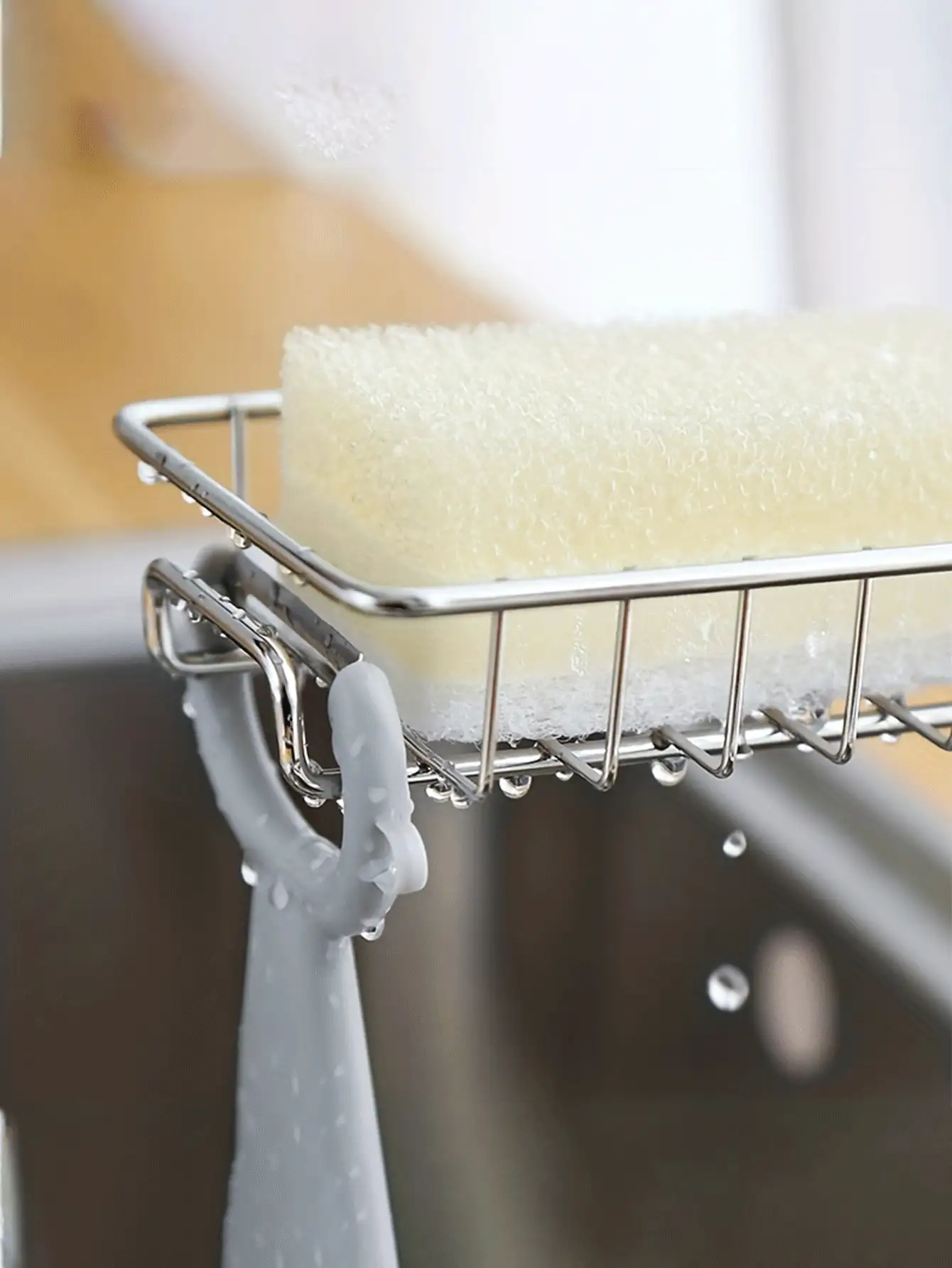 Giá đựng đồ dùng nhà bếp bằng thép không gỉ, không cần khoan, giá để đồ dưới bồn rửa chén kèm giá đựng bọt biển, móc treo bàn chải, móc treo khăn lau, thiết kế nhỏ gọn, chất liệu chống gỉ, thích hợp để đựng bọt biển, bàn chải, chất tẩy rửa, giúp sắp xếp bồn rửa chén gọn gàng. - Nhiều màu - Xem 3
