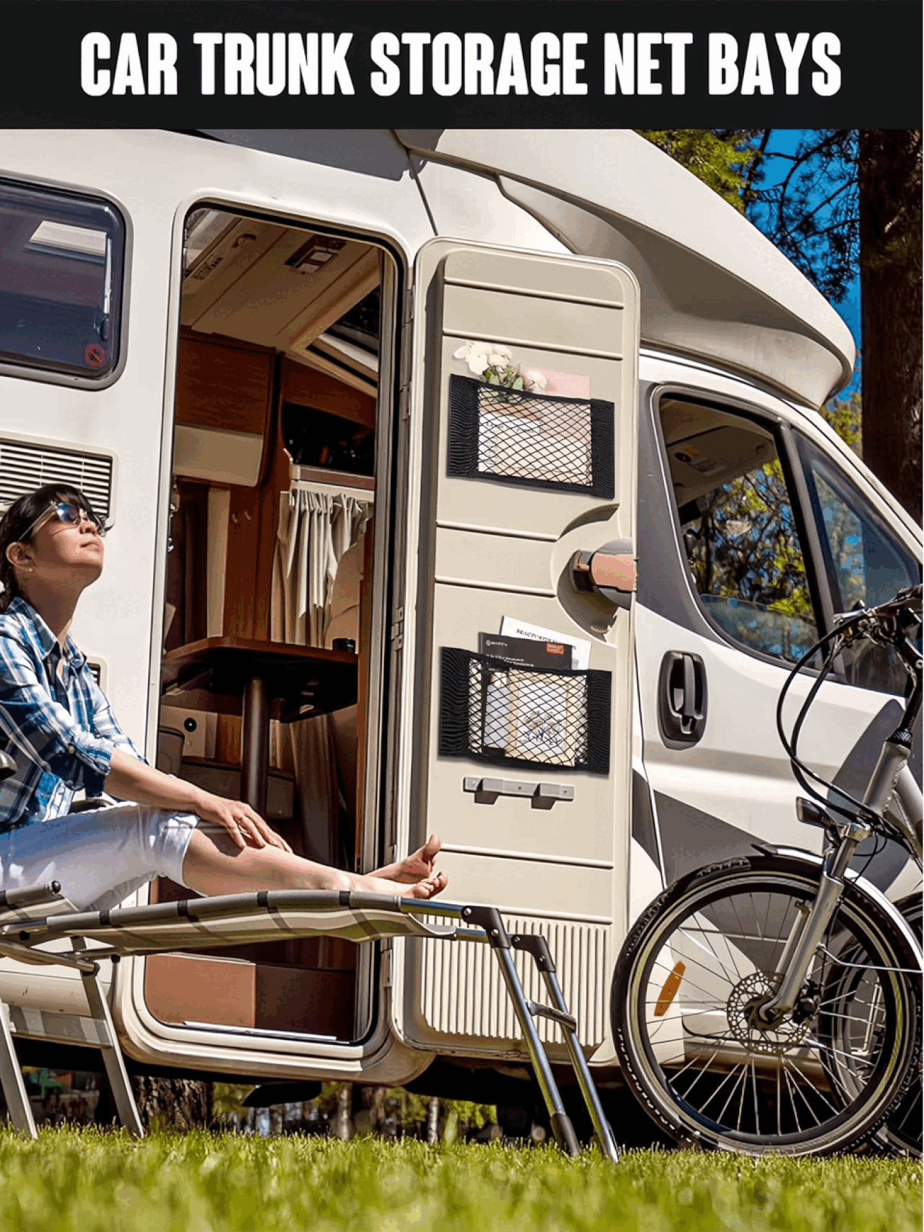 Universal Adhesive Plastic Storage Bag, Space-Saving Car Trunk Net Bag, Large Size Wall-Mounted Storage Bag, Elastic Net Pocket With Adhesive Tape, Suitable For Trunk Storage, Wall-Mounted Cabinet, No Drilling Required, Household Storage Essential - Multicolor - View 2