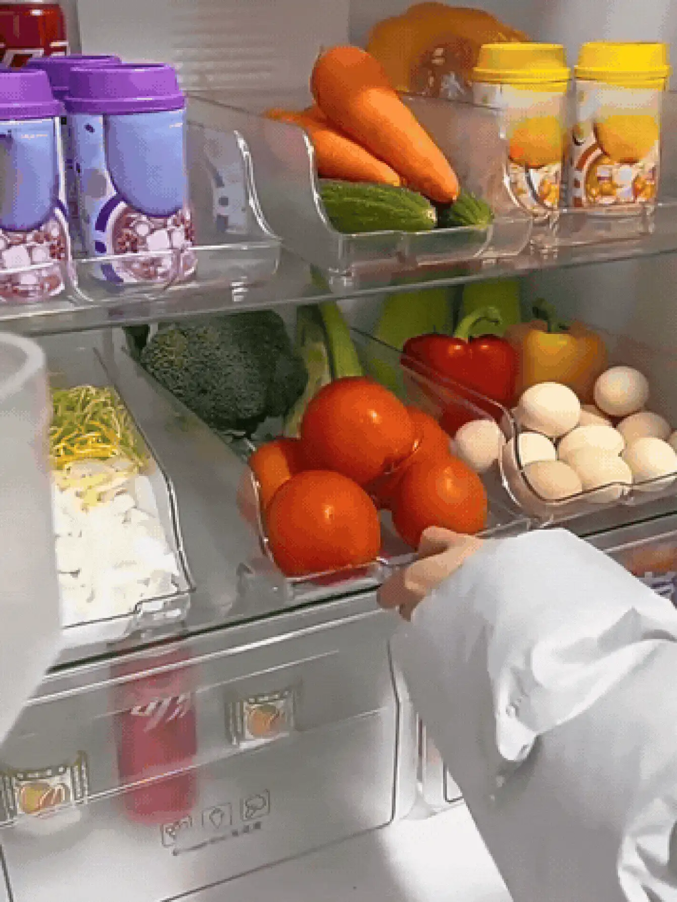 Stackable Automatic Roll-Out Design Refrigerator Cabinet Pantry Food Can Beverage Storage Rack, Clear Transparent, Space-Saving, Easy Access, Suitable For Kitchen And Apartment, Unisex Kitchen Storage Organizer - Clear - View 3