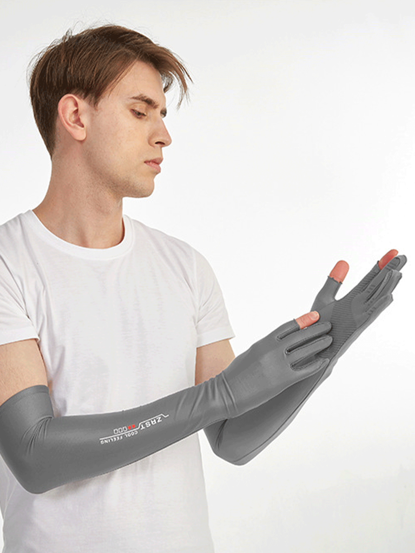 Găng tay hở ngón chống trượt bằng lụa băng, ống tay chống nắng bằng lụa băng, ống tay lụa băng mùa hè dành cho đạp xe, chạy bộ, bóng rổ, câu cá, lái xe và các hoạt động thể thao ngoài trời. - Nhiều màu - Xem 2