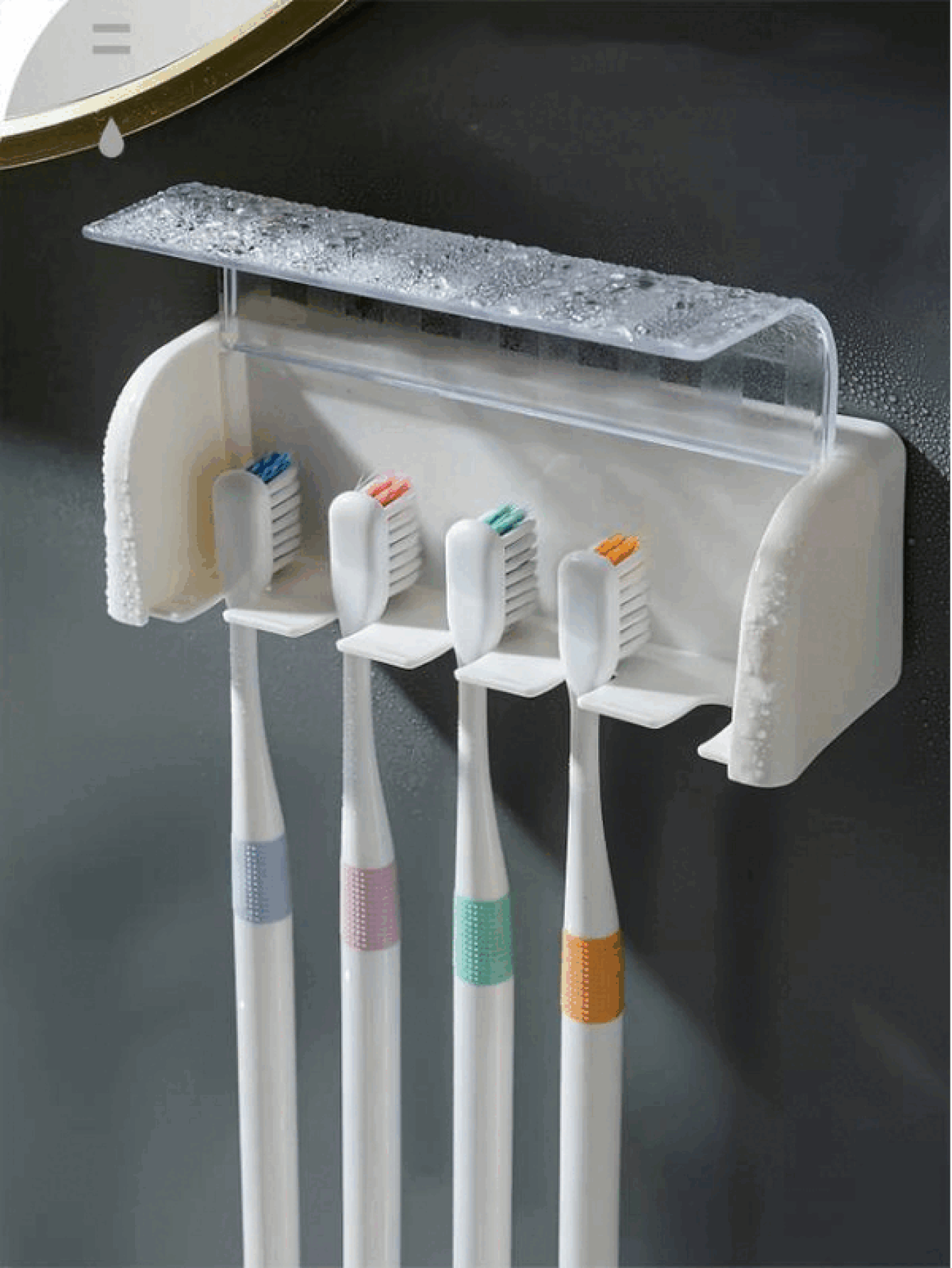 Wall Mounted Toothbrush Holder No-Drill Toothbrush Storage Rack With Cover Can Hold 5 Toothbrushes Durable Bathroom Organizer Plastic Toothpaste Holder For Women Men For Home Bathroom Dormitories And Showers Bathroom Storage Bathroom Home Deccor Bathroom Decor Back To School - Multicolor - View 2