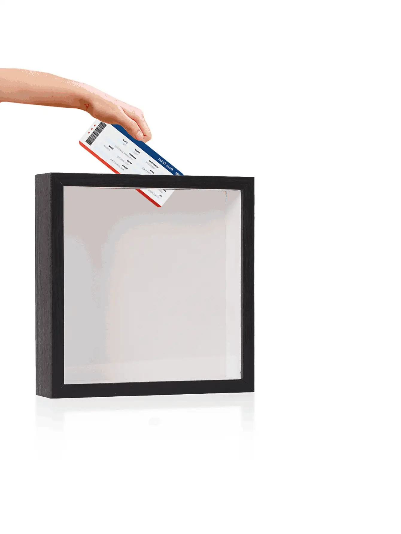 方形音乐会旅行照片盒，透明明信片和门票展示盒，家庭纪念品相框盒，时光碎片，音乐会门票，旅行存根，机票，货币收藏盒，音乐会纪念品门票夹，照片收纳盒，世界地图标记保存盒 - 彩色 - 查看 2