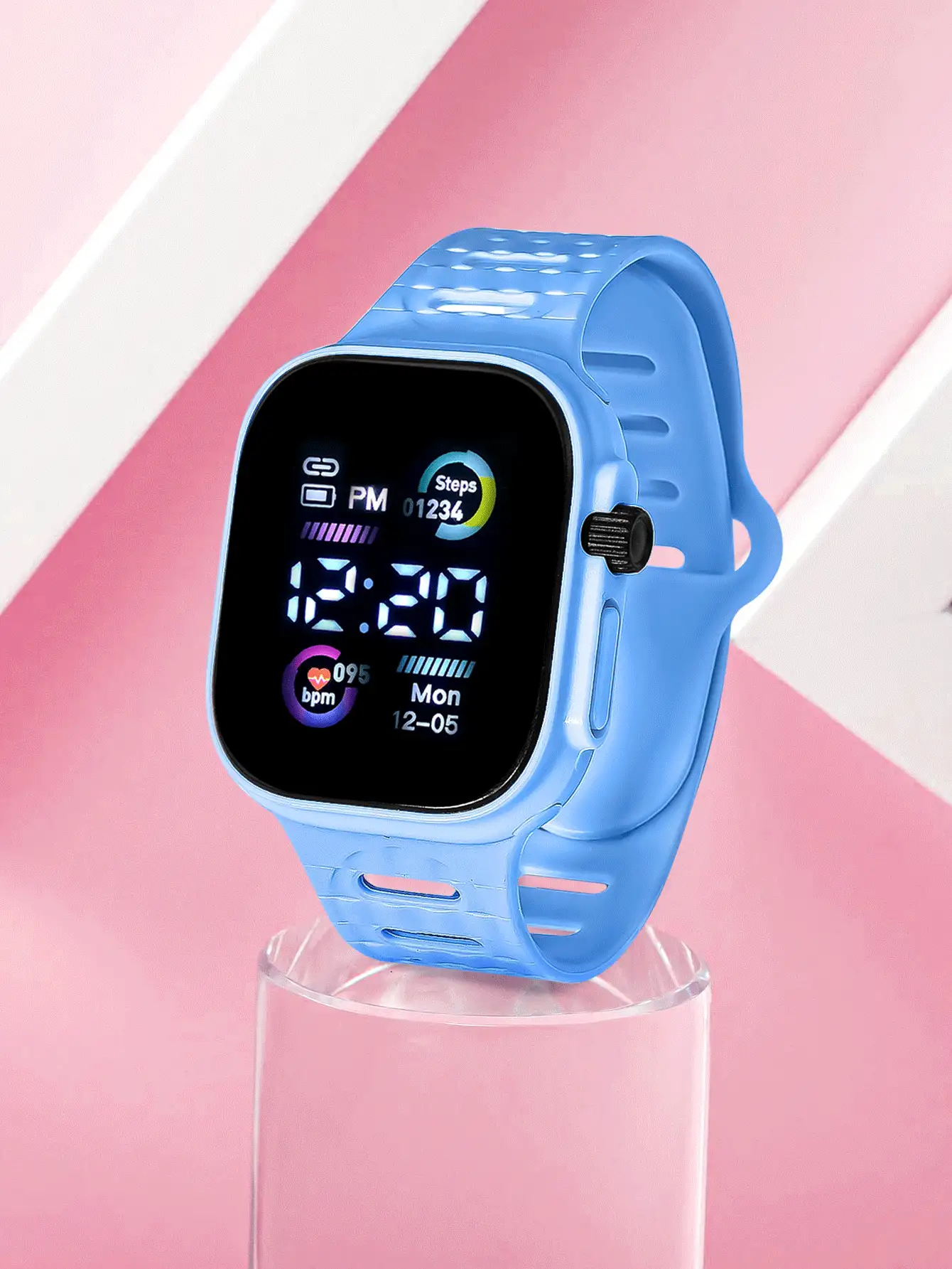1pc Astronaut & Airplane Design LED Electronic Sports Watch, TPU Material, Suitable For Youth, Students, Daily Life, Back To School - Blue - View 2