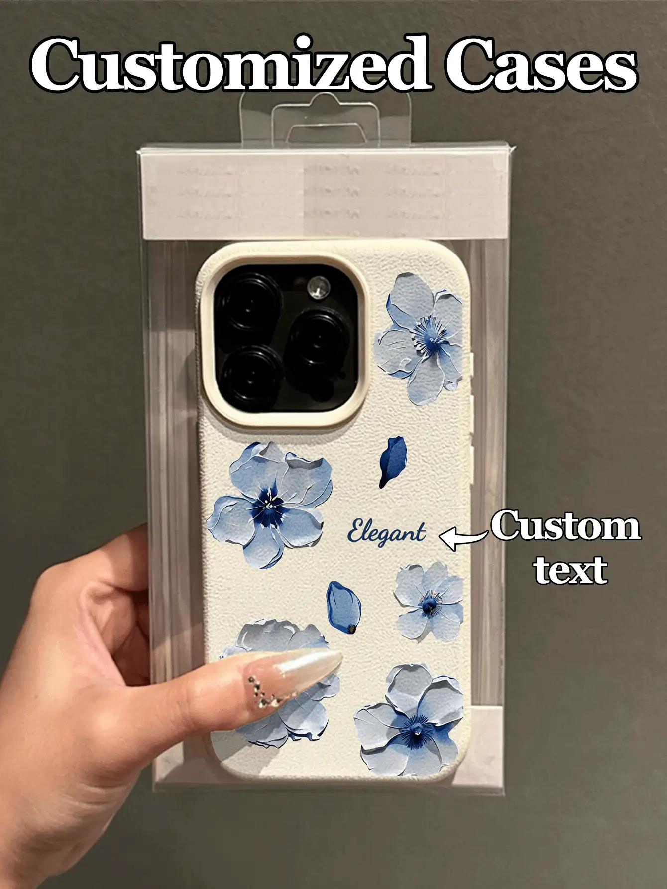 1 Stück anpassbares Handyhülle mit verstreuten hellblauen Hortensien Blumenmuster, kompatibel mit iPhone 17 Pro Max/17 Air/16 Pro Max/15 Pro Max/16E/14 Plus/13/12/11/XR/XS Max, insgesamt frischer und süßer Stil, geeignet für Blumenliebhaber und diejenigen, die nach einem personalisierten romantischen Design suchen - Weiss - Übersicht 2