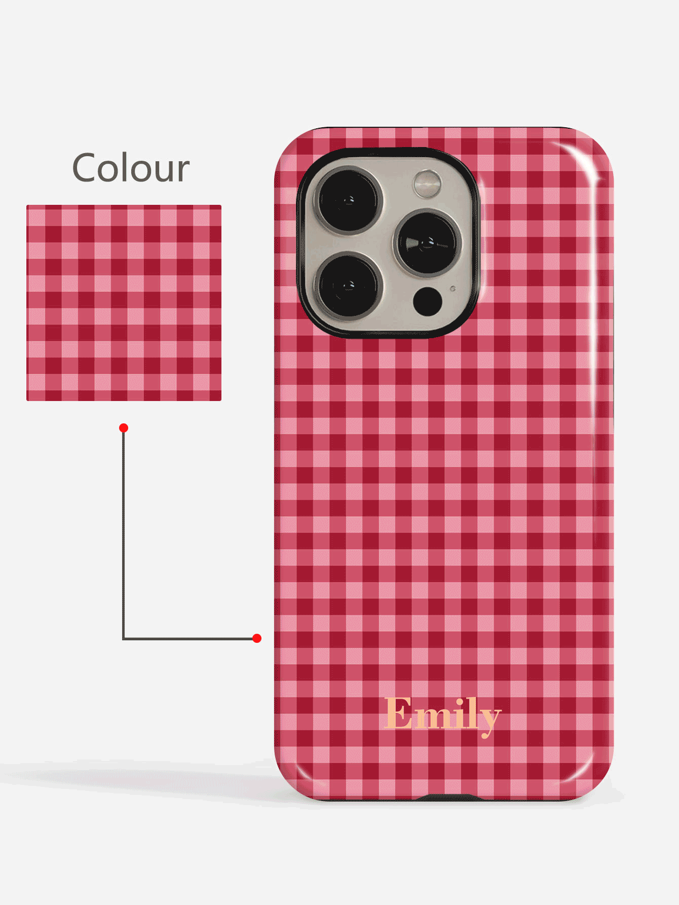 1pc Customized Minimalist Artistic Contrast Color Plaid Name Phone Case, 2-In-1 Glossy Film Hard Shell Full Coverage Protective Phone Cover Compatible With IPhone 11/12/13/14/15/16 17 Pro Max - Multicolor - View 2