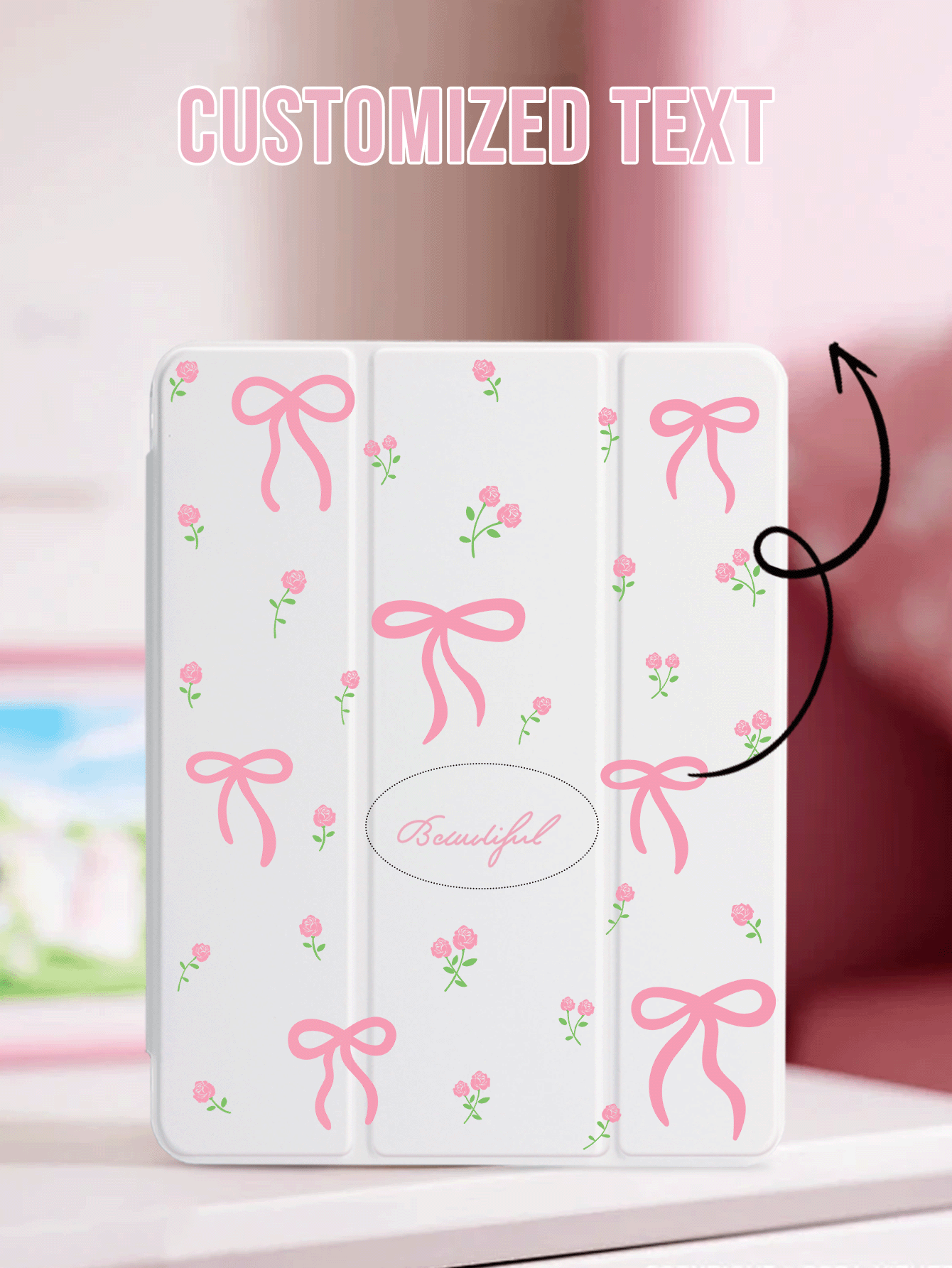 1 pieza Funda personalizada para tableta con texto de flor de mariposa, compatible con iPad 10th/11th/10.2/10.5/Air4/Air5/10.9/Pro11/Air 11-In.(M2)-2024/Pro 11-In.(M4)-2024/ Air 11-Inch (M3) 2025/ (A16) 11 Inch 11th Generation 2025 Mini6/Mini7/Air1/Air2/9.7/Tab A8 10.5 Inch 2022, diseño minimalista/elegante/creativo/personalizado, ligera diferencia de color, la ranura para el lápiz no puede cargar directamente - Multicolor - Añade 4